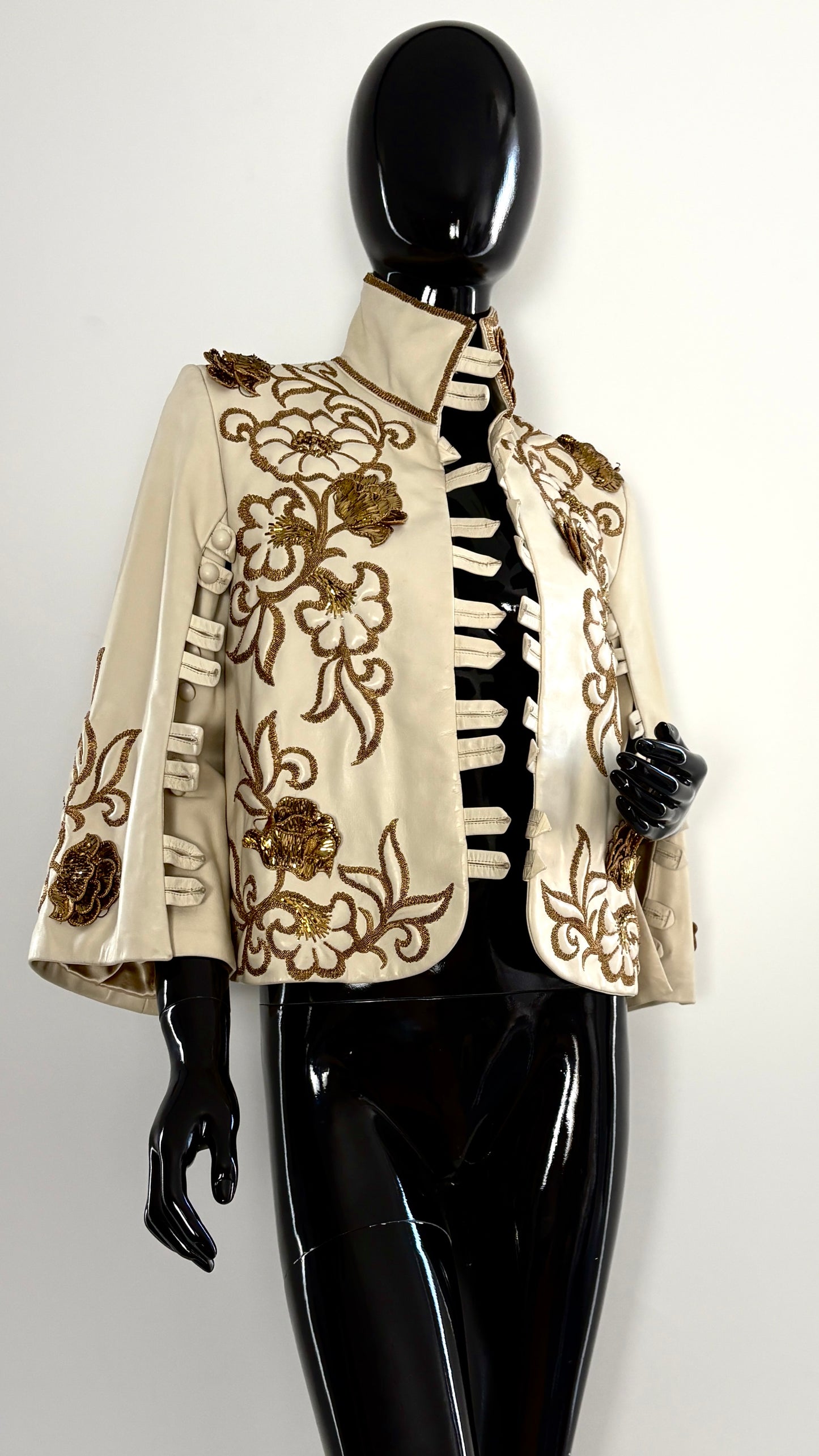 Scherrer Couture leather jacket with metal embroidery