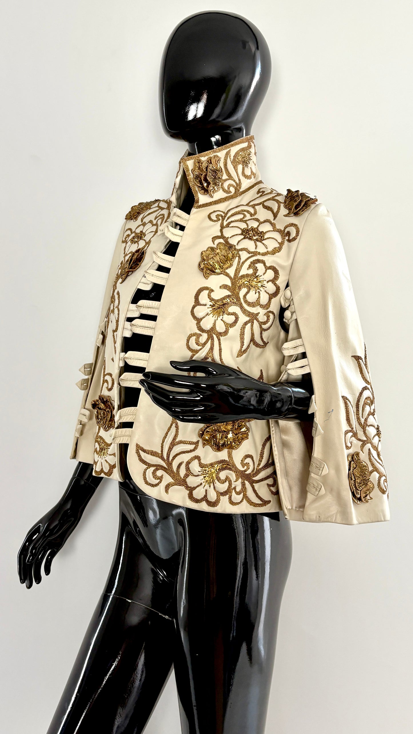 Scherrer Couture leather jacket with metal embroidery