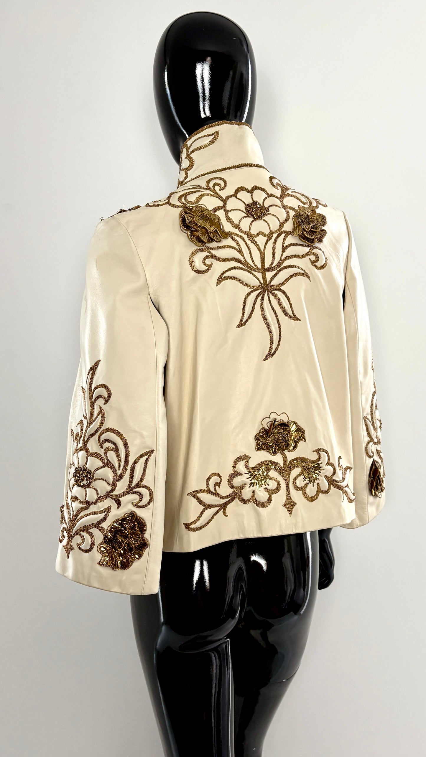 Scherrer Couture leather jacket with metal embroidery