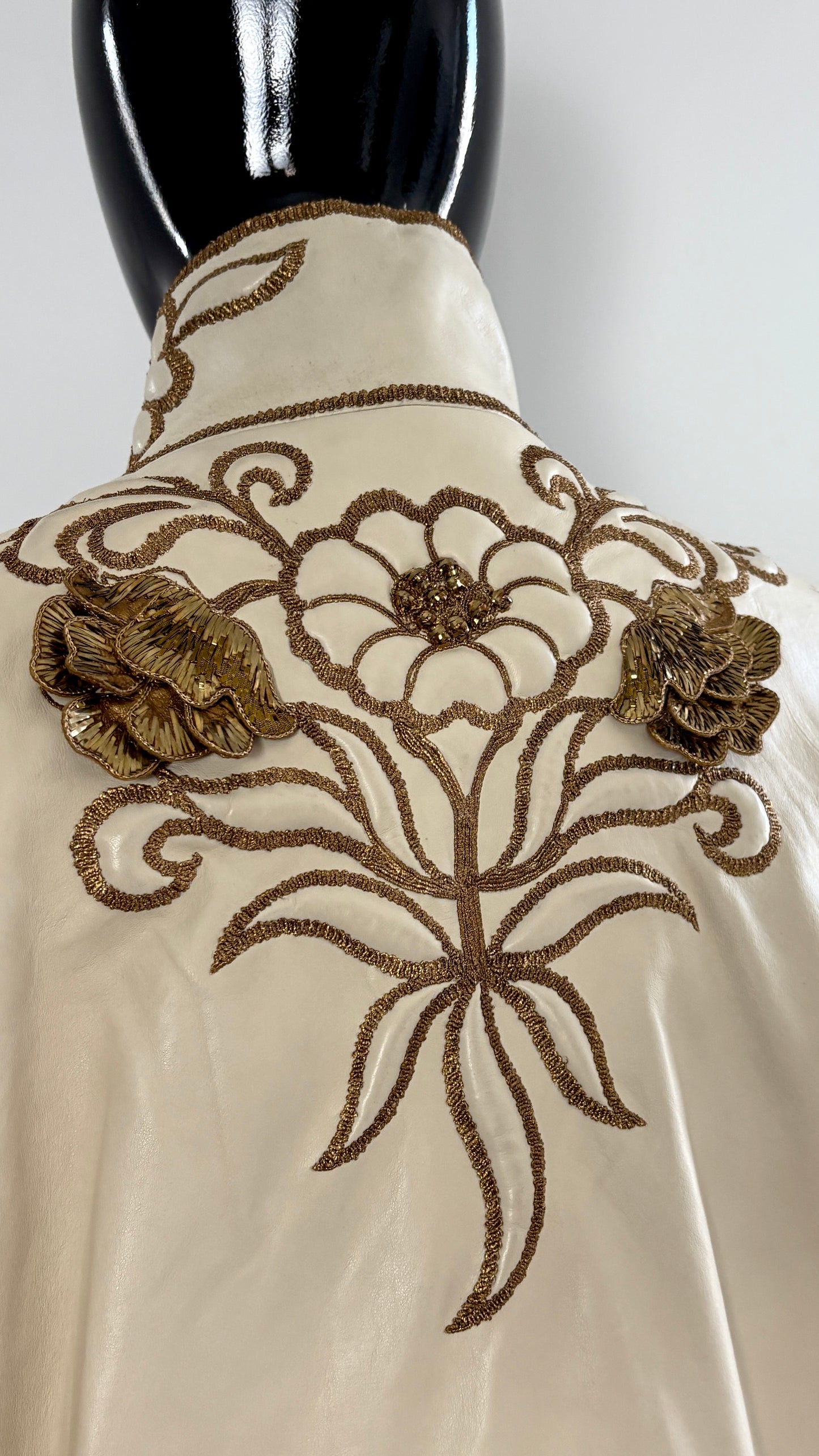 Scherrer Couture leather jacket with metal embroidery