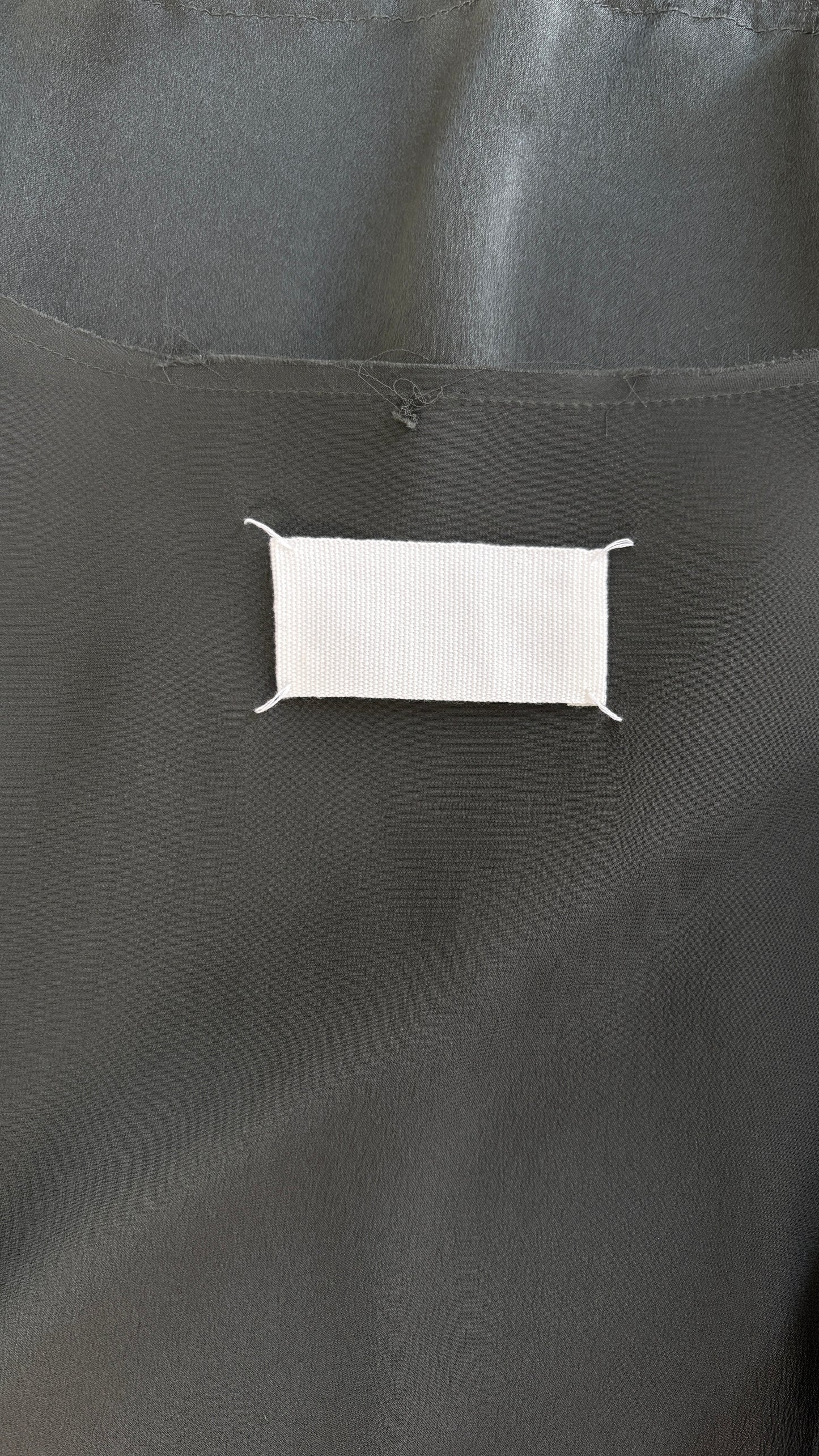 Margiela grey/green raw edge silk blouse