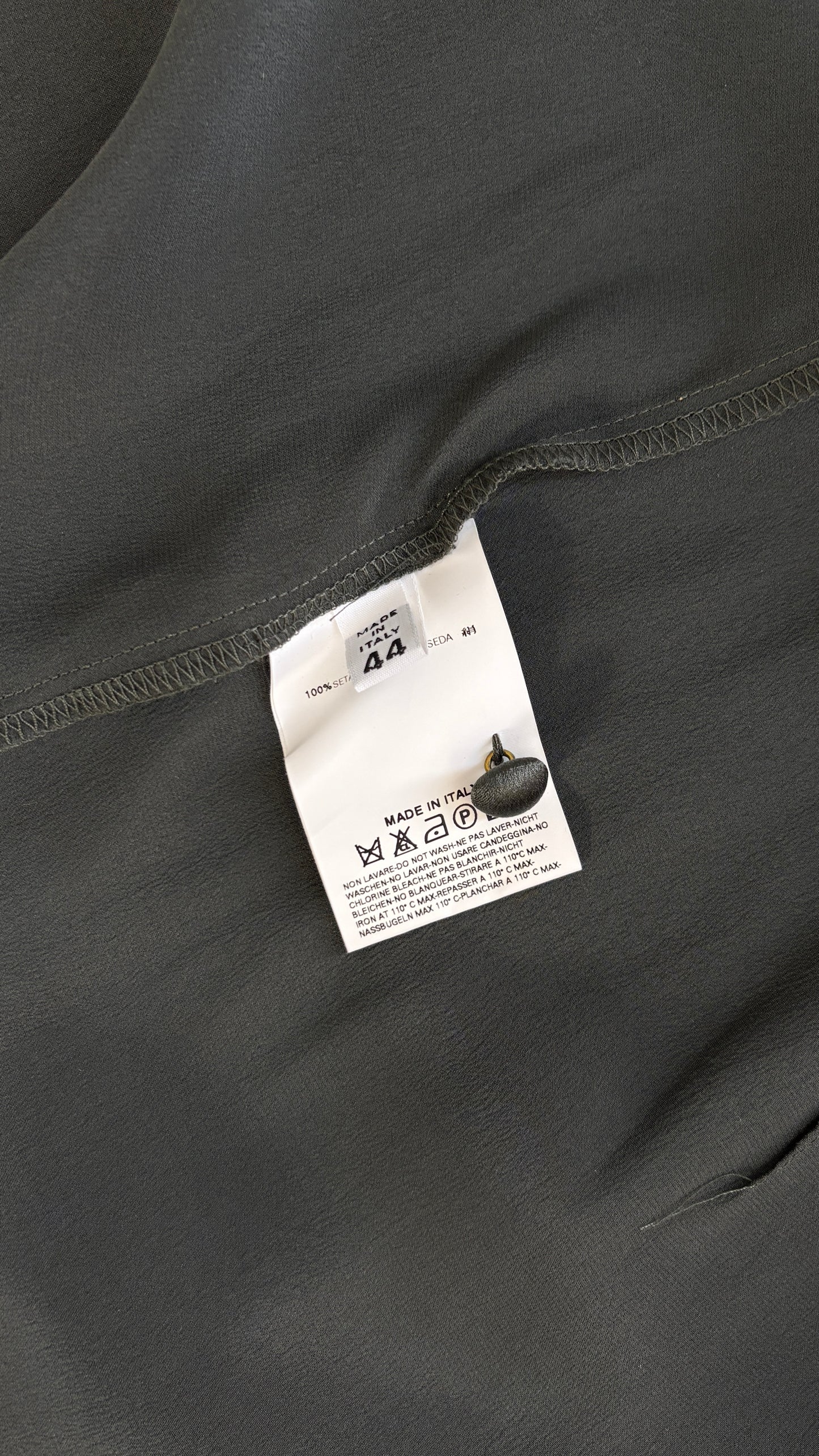 Margiela grey/green raw edge silk blouse