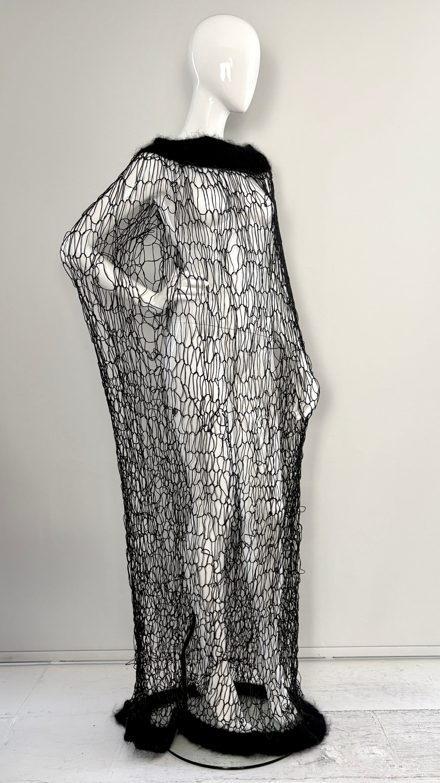 Michiko Koshino loose knit dress with mohair trim
