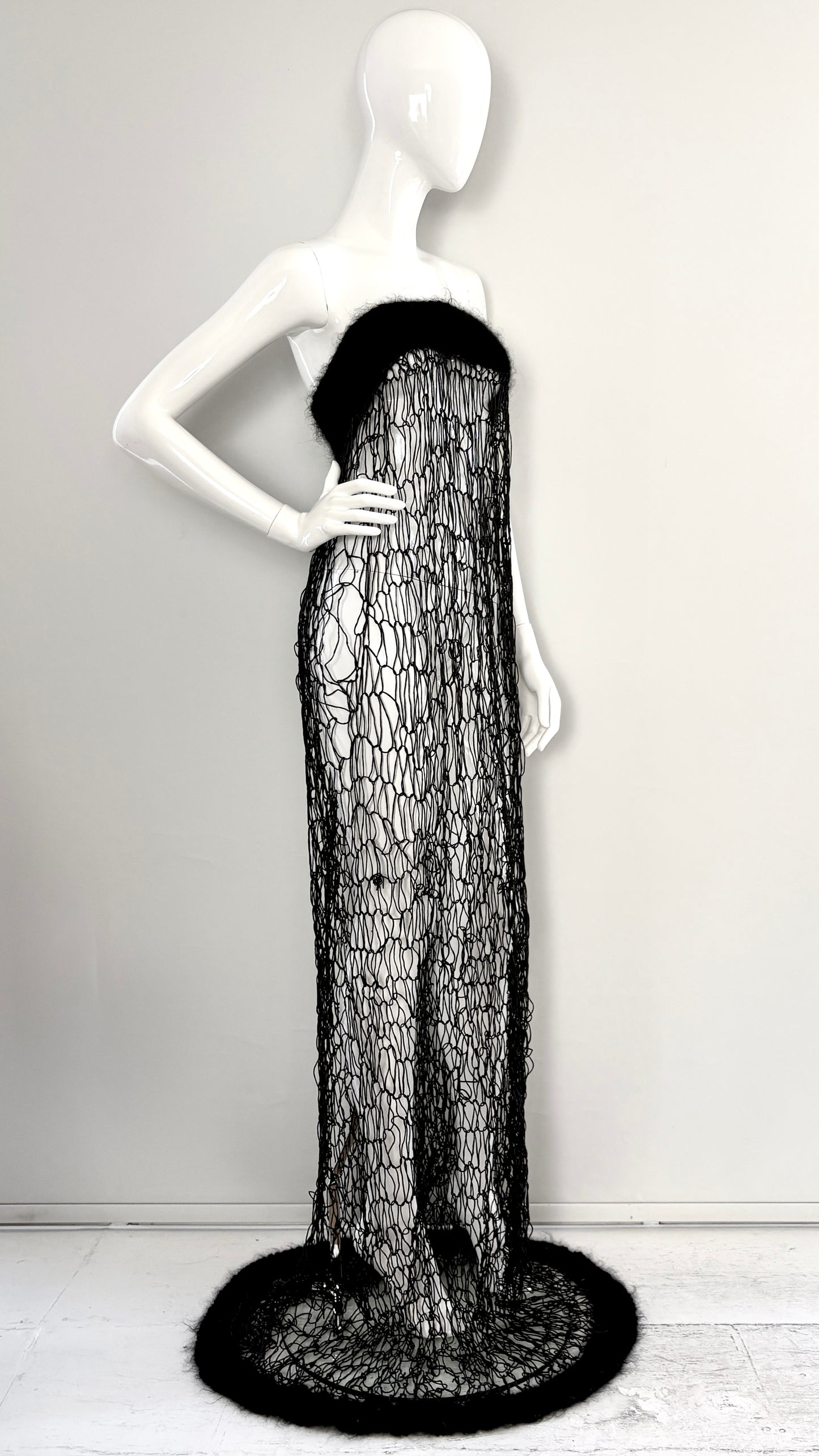 Michiko Koshino loose knit dress with mohair trim