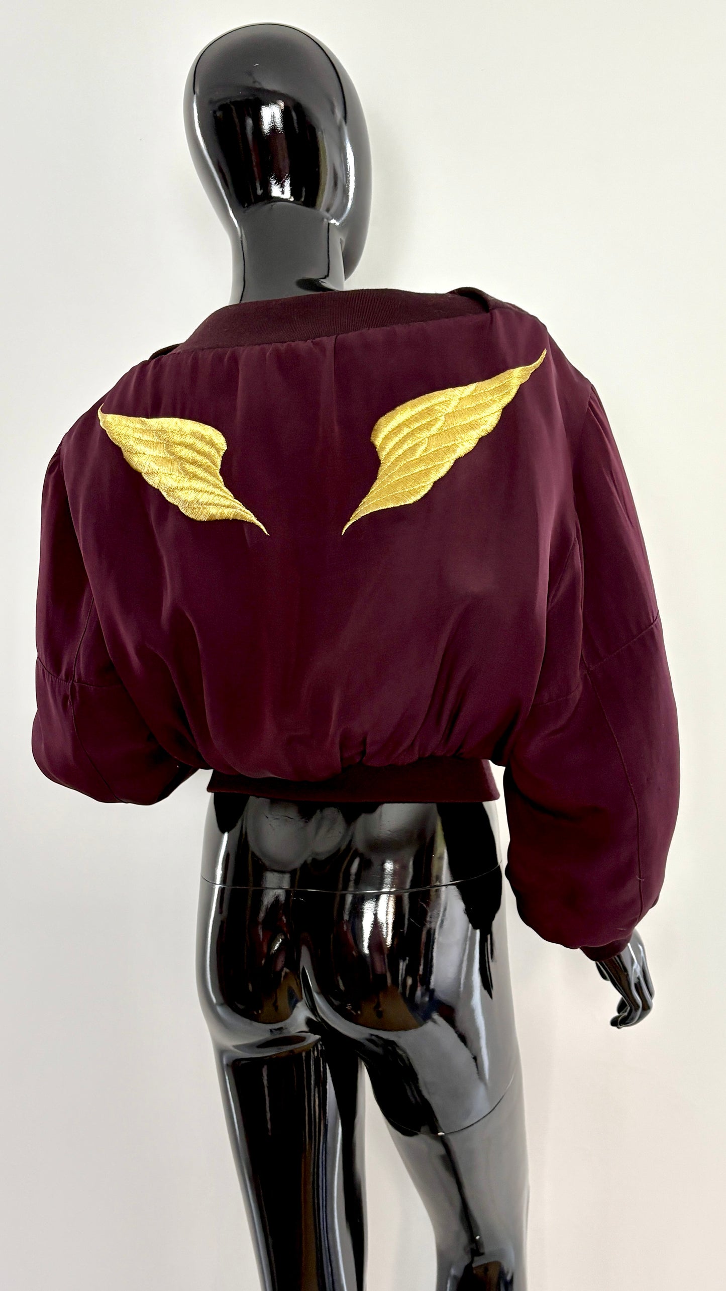 Ozbek cropped bomber jacket with gold wings