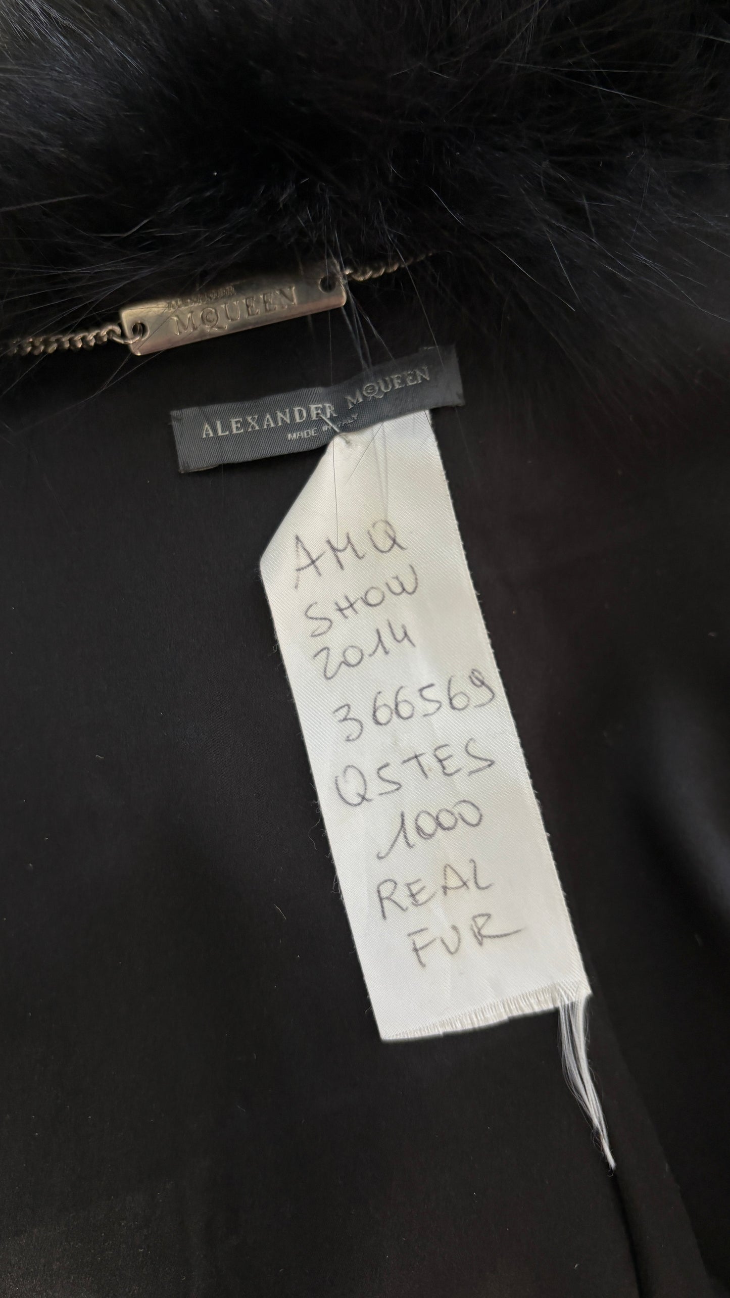 Alexander McQueen A/W 2014 shaved fur jacket From the personal wardrobe of Annabelle Neilson