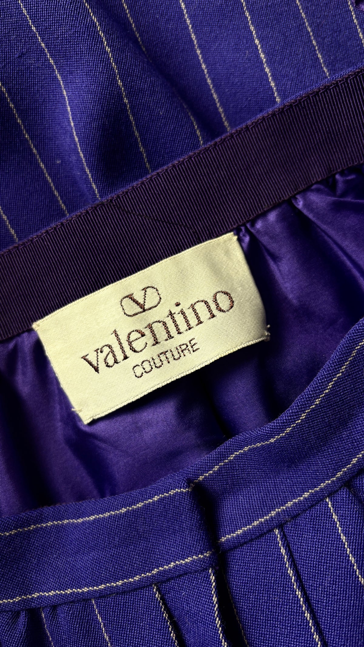 Valentio couture purple pinstripe layered suit