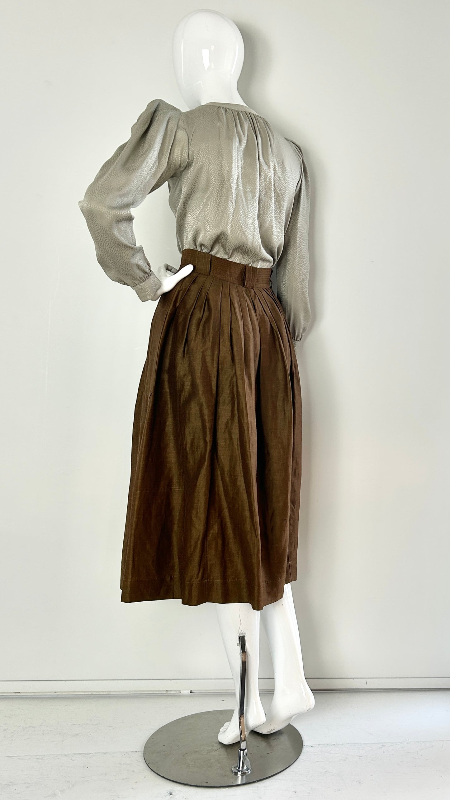 Yves Saint Laurent silk blouse and skirt ensemble