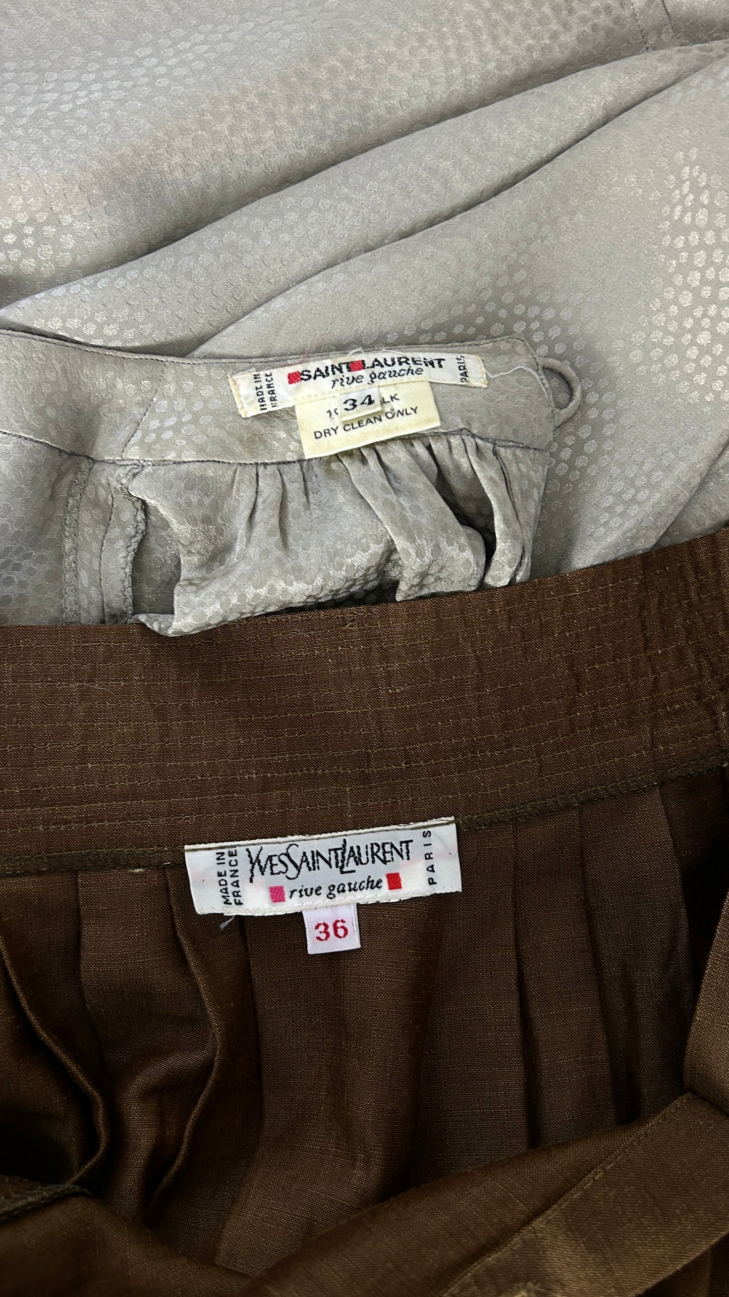 Yves Saint Laurent silk blouse and skirt ensemble