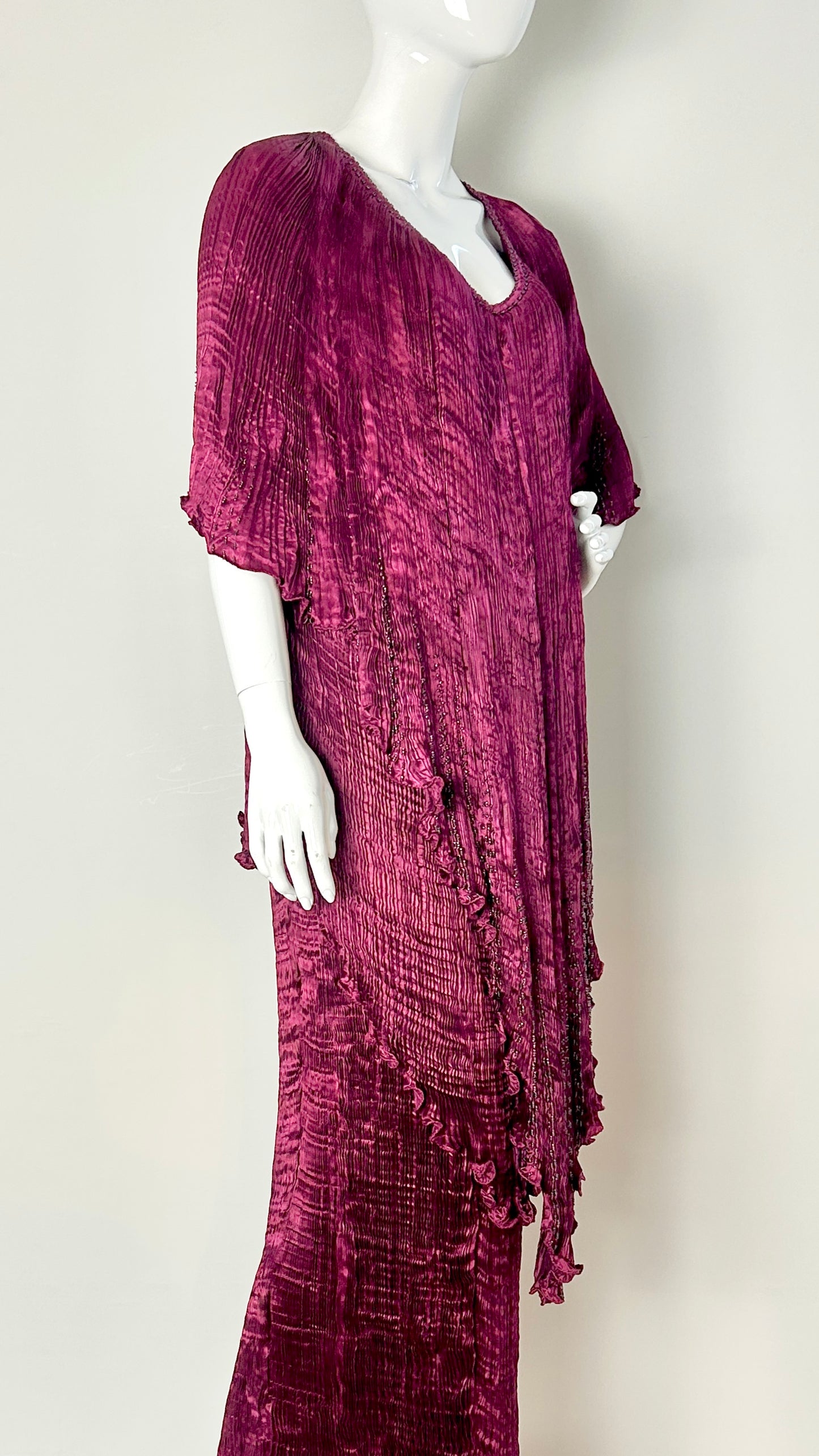 Charles and Patricia Lester pleated and beaded ensemble