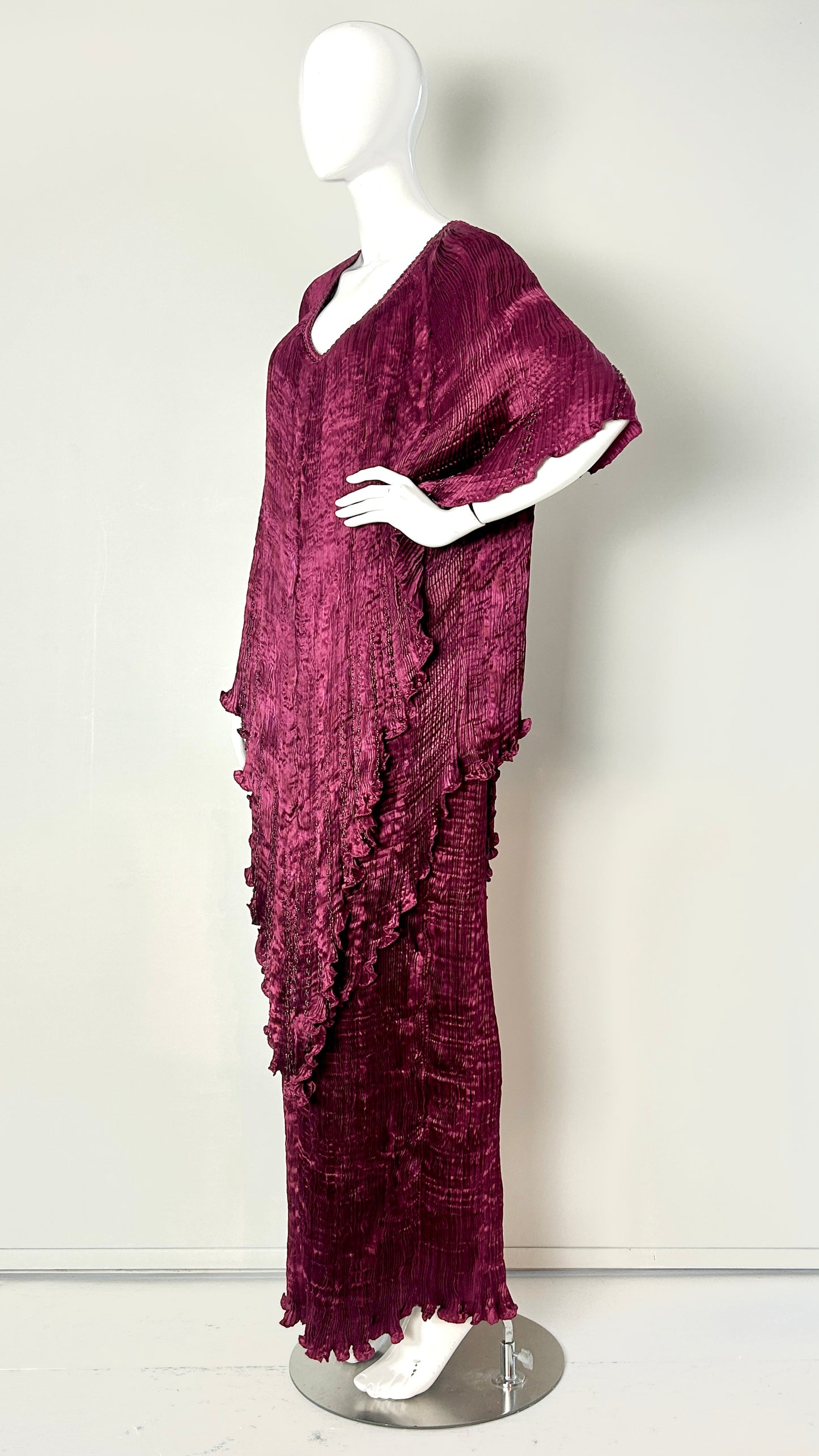 Charles and Patricia Lester pleated and beaded ensemble