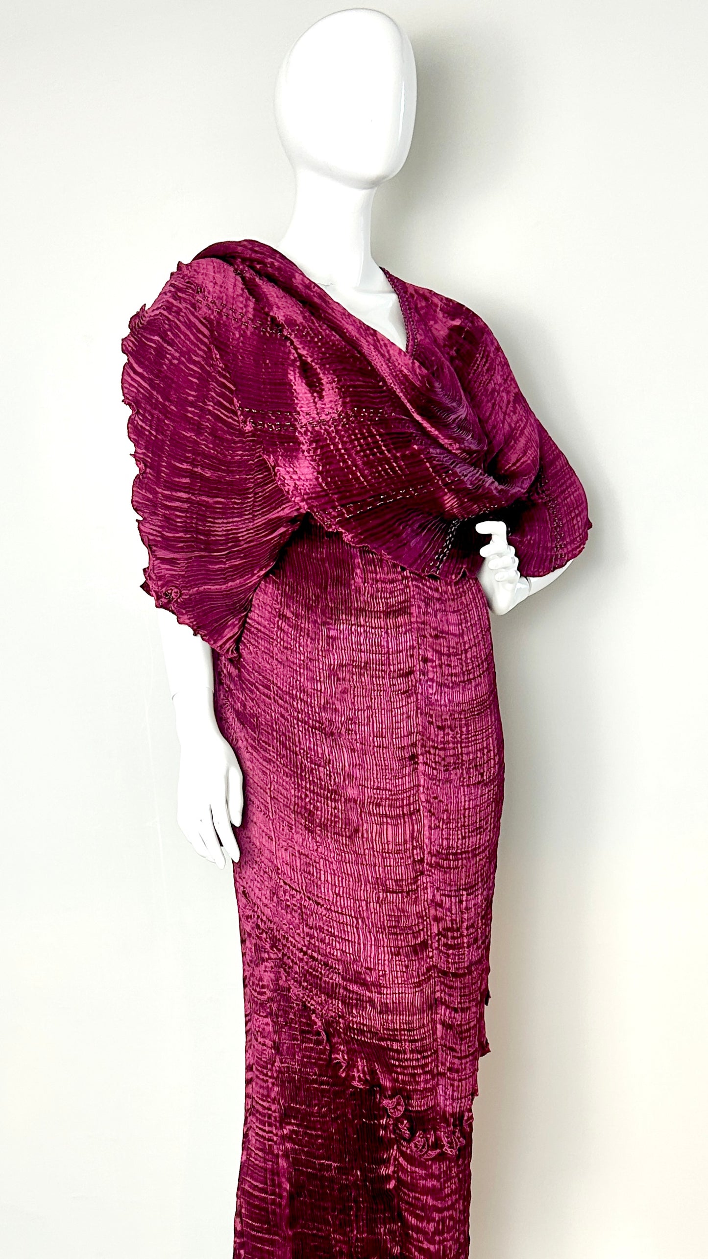 Charles and Patricia Lester pleated and beaded ensemble