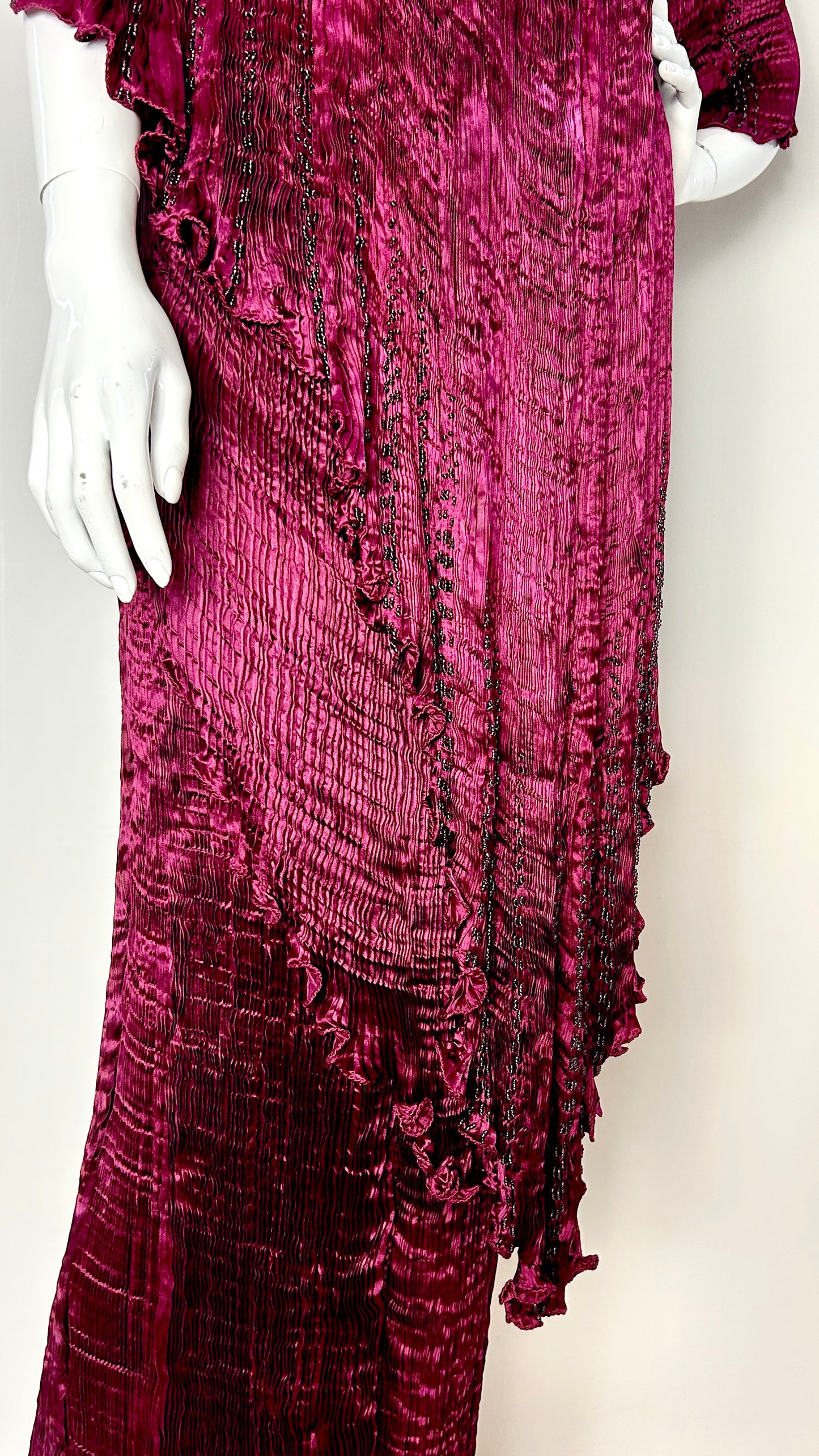 Charles and Patricia Lester pleated and beaded ensemble