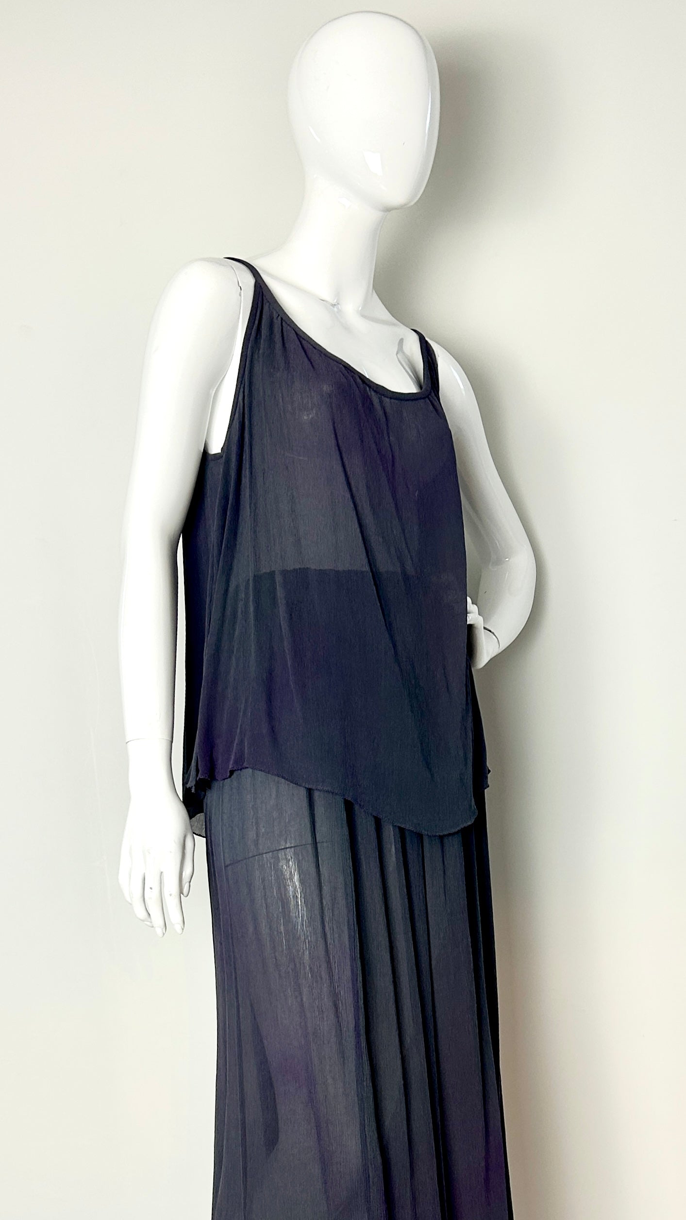 Charles and Patricia Lester abstract dye chiffon ensemble