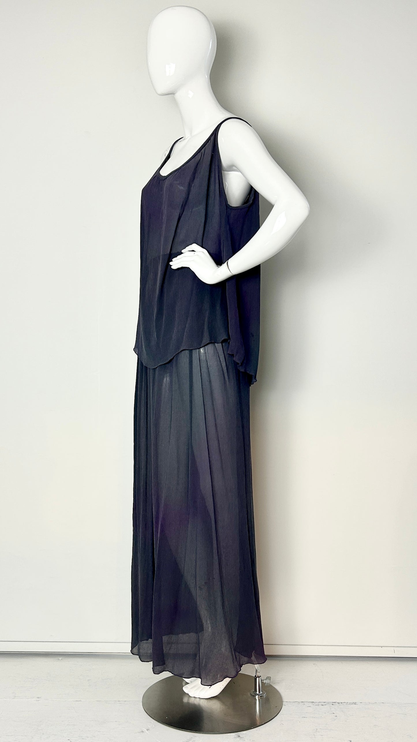 Charles and Patricia Lester abstract dye chiffon ensemble