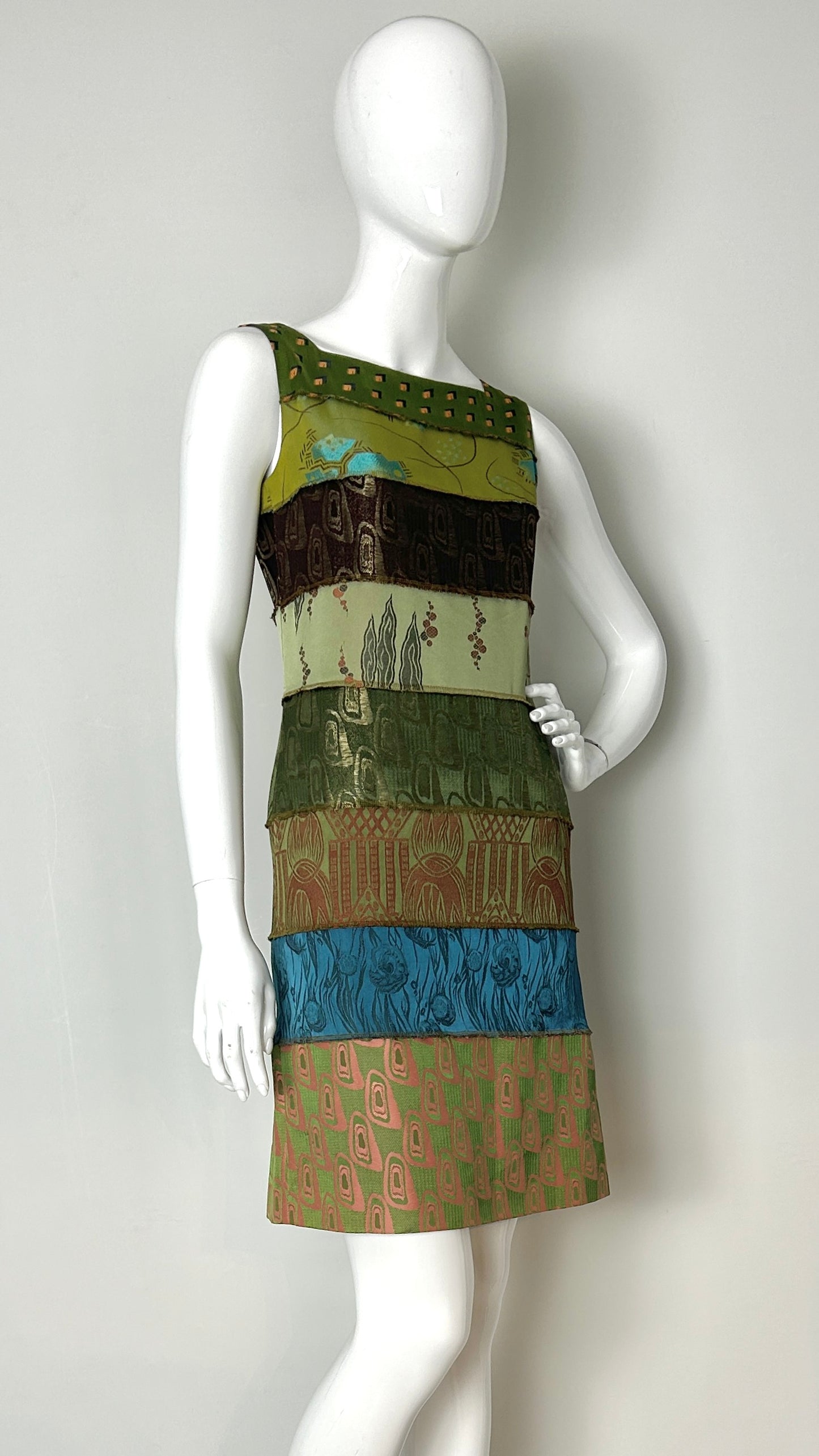 Jean Paul Gaultier A/W 2002 patchwork overlocked dress