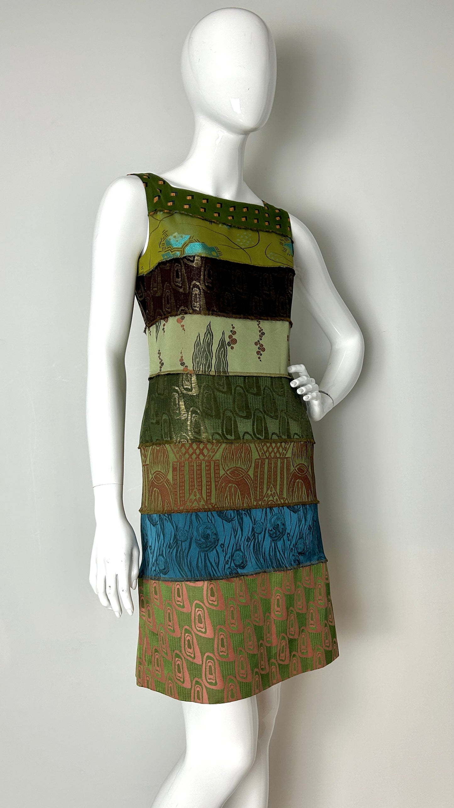Jean Paul Gaultier A/W 2002 patchwork overlocked dress