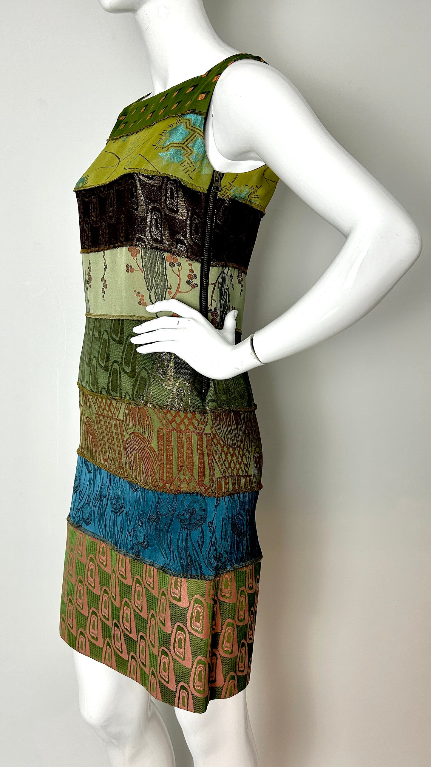 Jean Paul Gaultier A/W 2002 patchwork overlocked dress