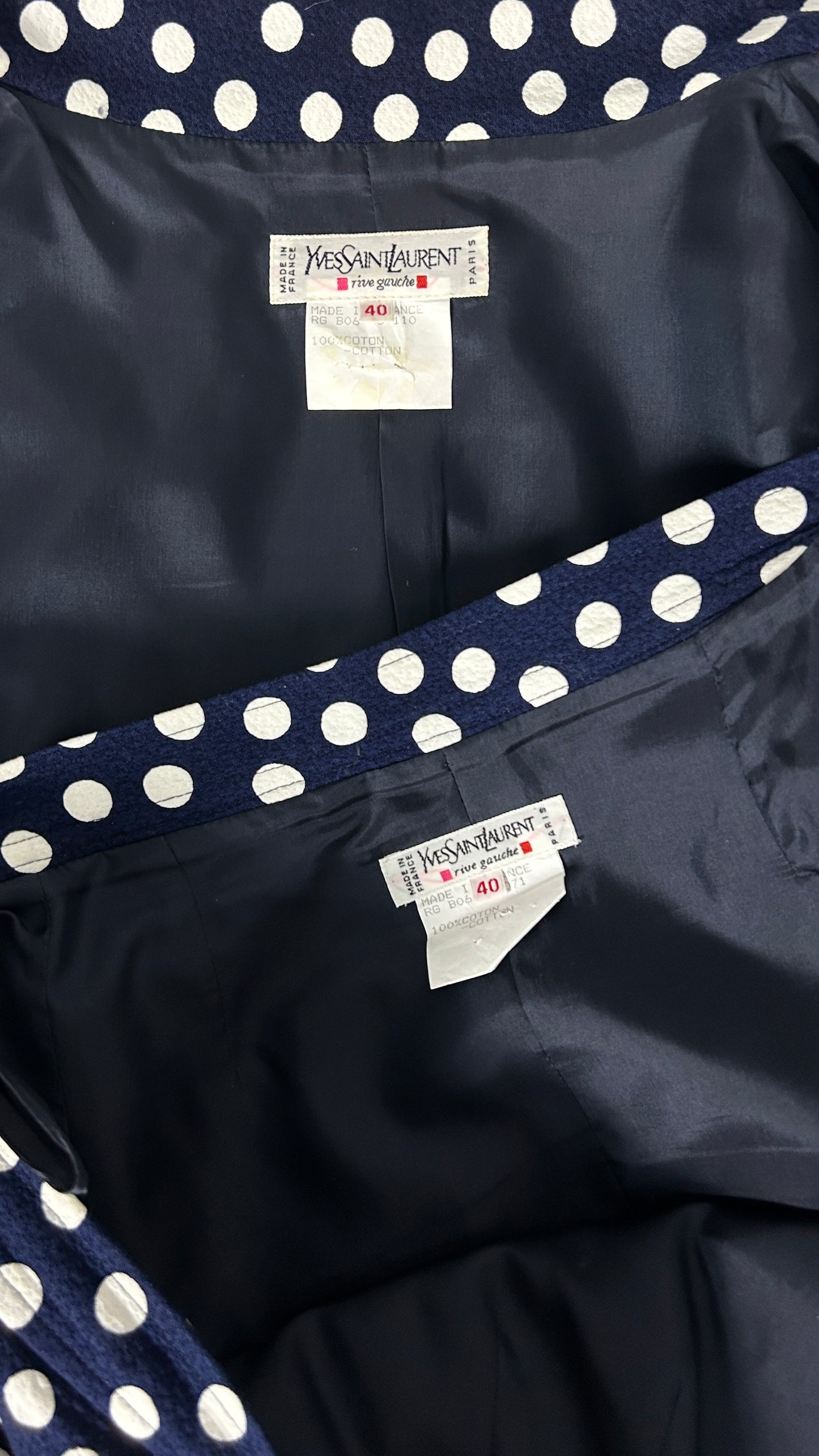 Yves Saint Laurent polkadot skirt suit