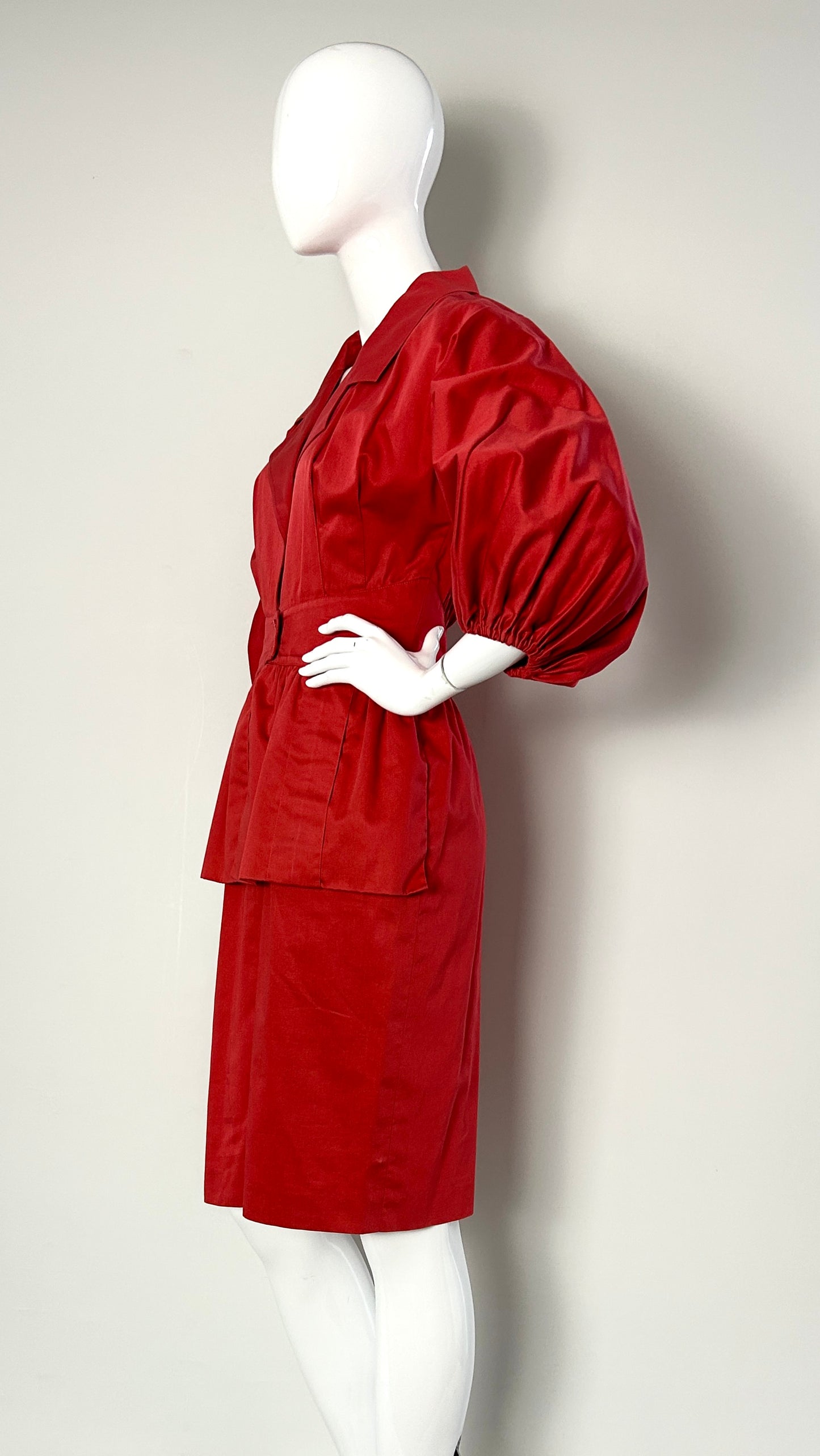 Karl Lagerfeld red suit/dress with exaggerated sleeve