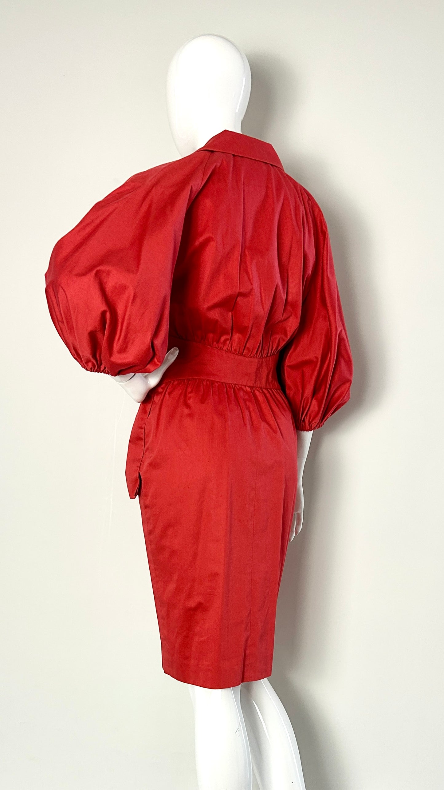 Karl Lagerfeld red suit/dress with exaggerated sleeve