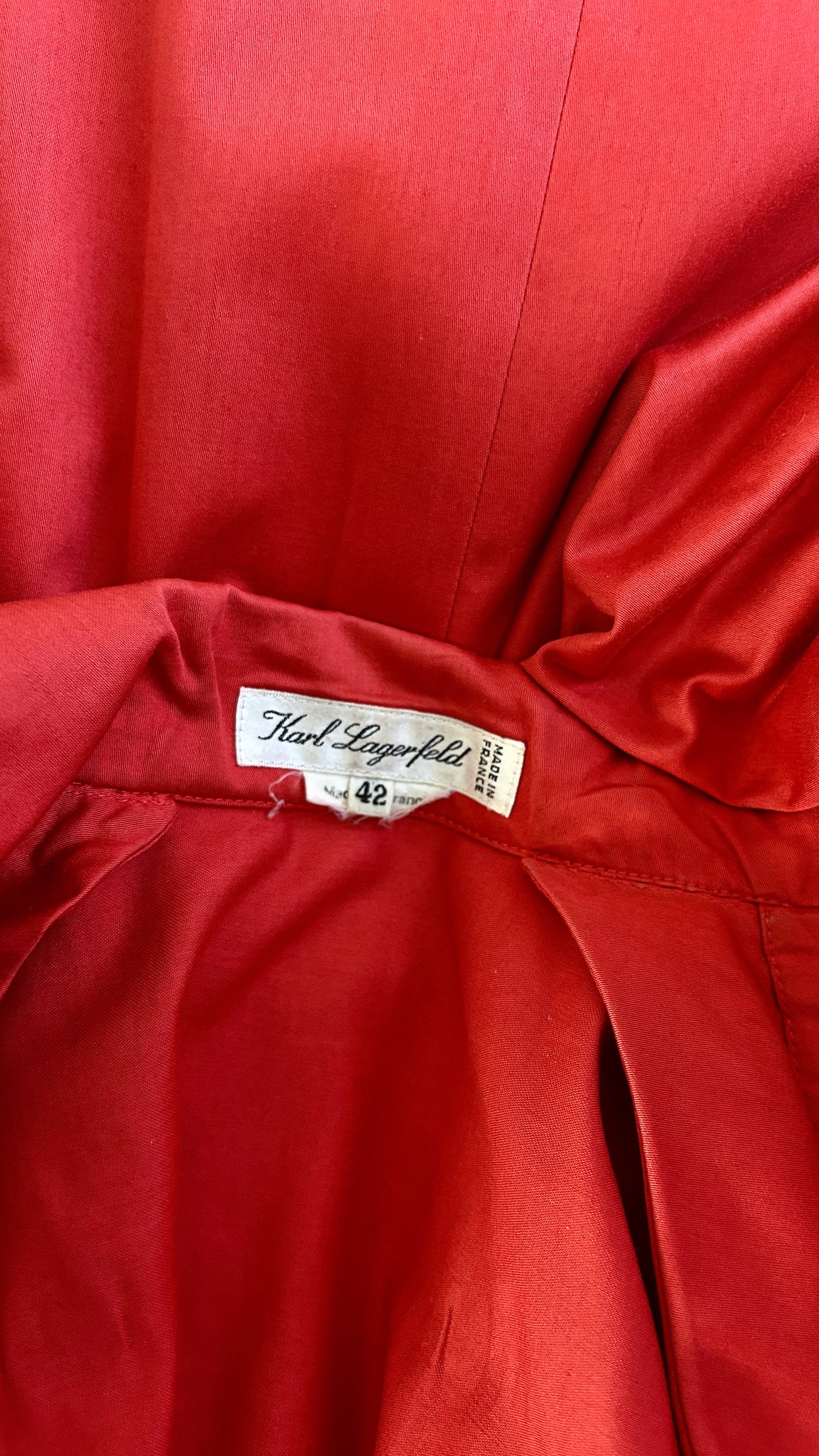 Karl Lagerfeld red suit/dress with exaggerated sleeve