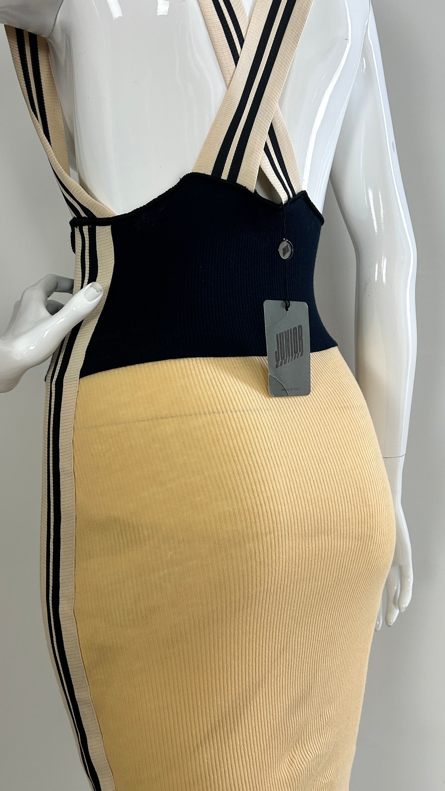 Junior Gaultier boxing style rib skirt with braces