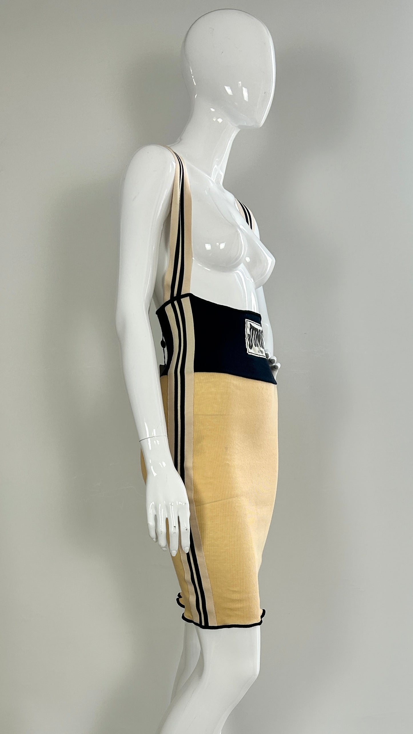 Junior Gaultier boxing style rib skirt with braces