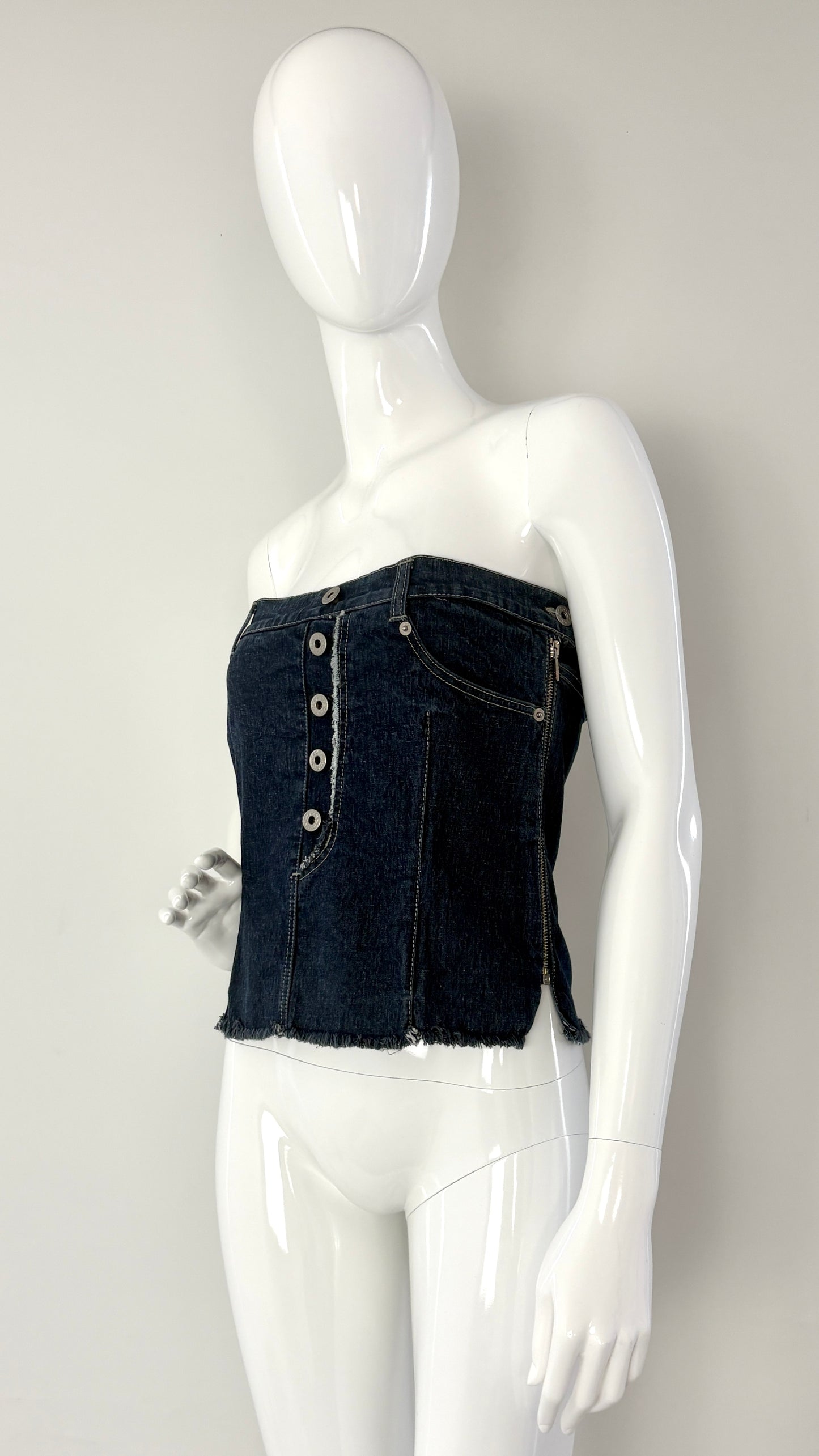 Alexander McQueen denim corset top