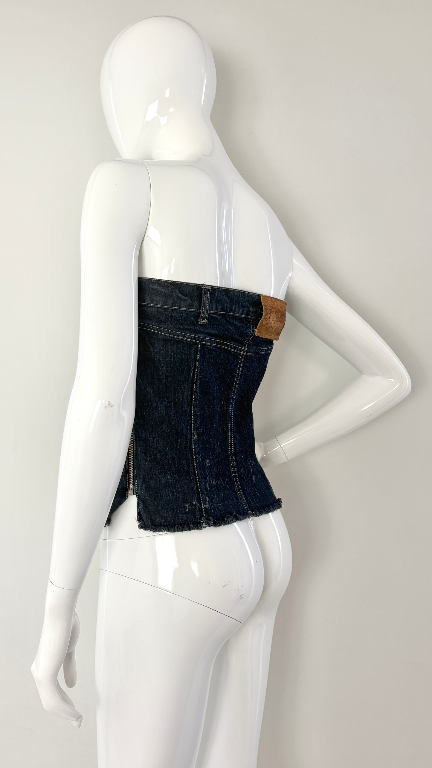 Alexander McQueen denim corset top