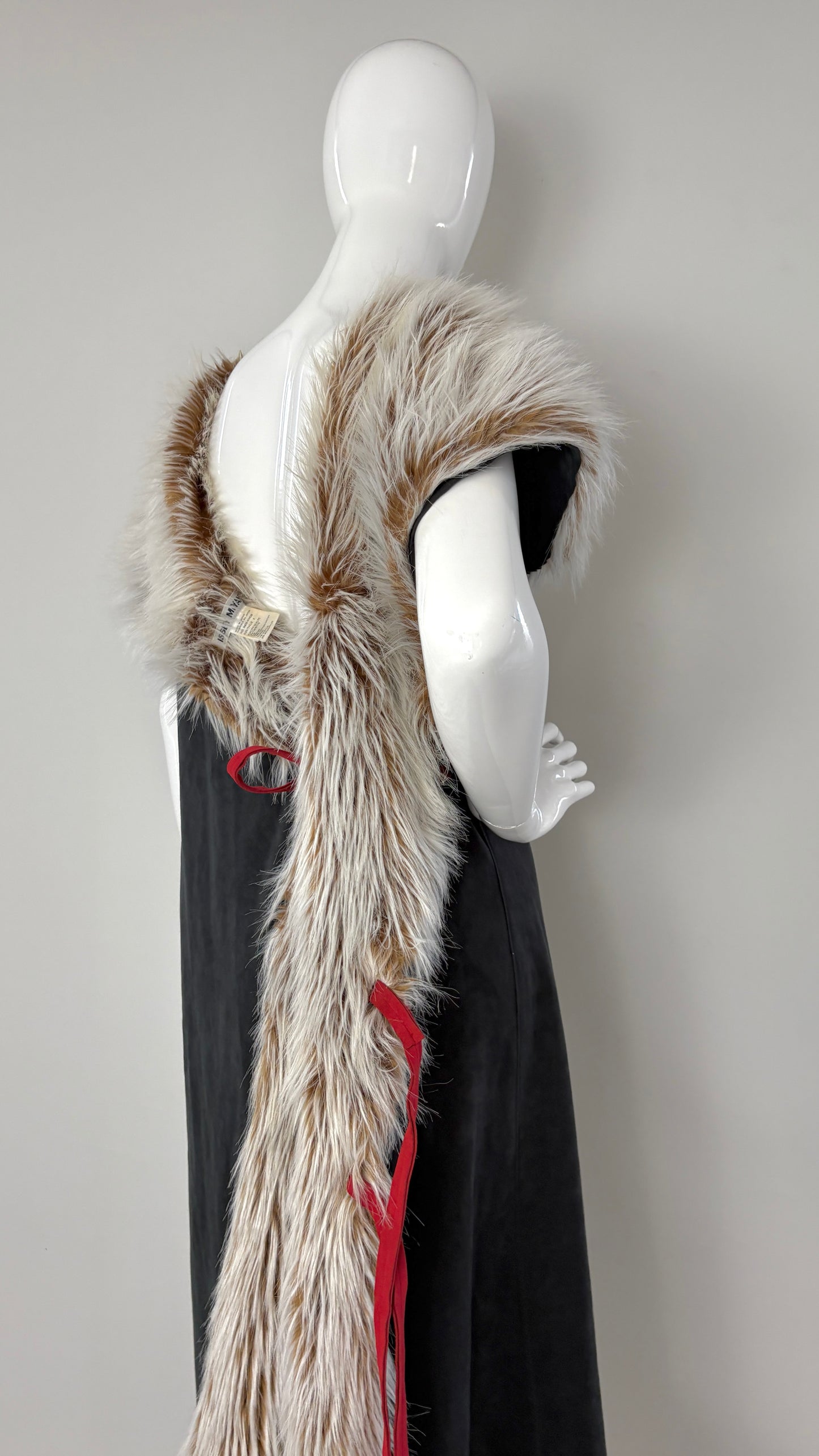 Issey Miyake by Naoki Takizawa A/W 2001 black suedette and faux fur wrap dress