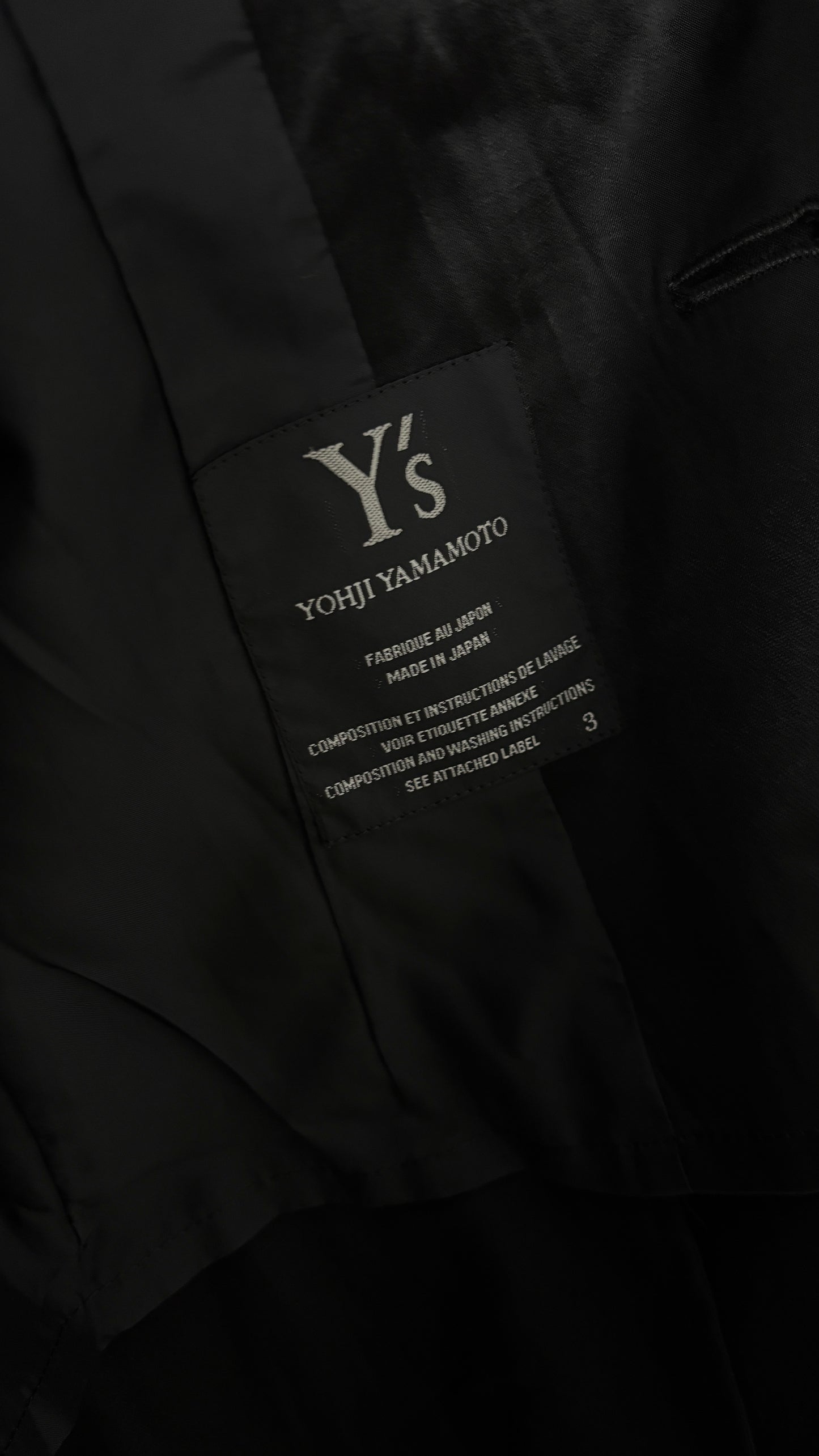 Yohji Yamamoto Y's jacket with satin lapel