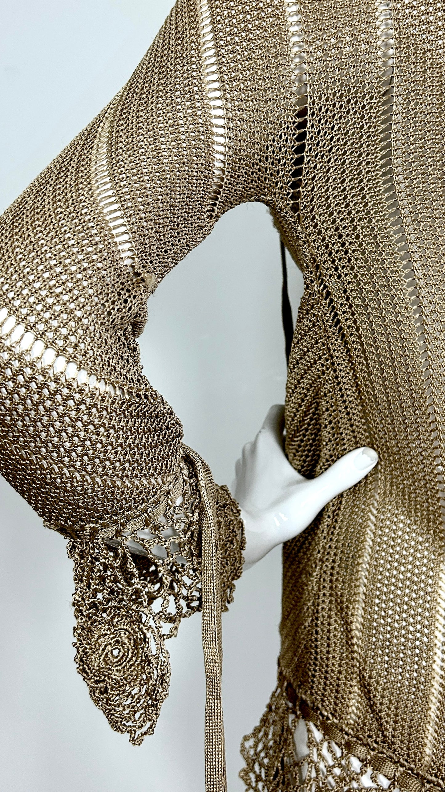Alexander McQueen knitted gold top with tassels