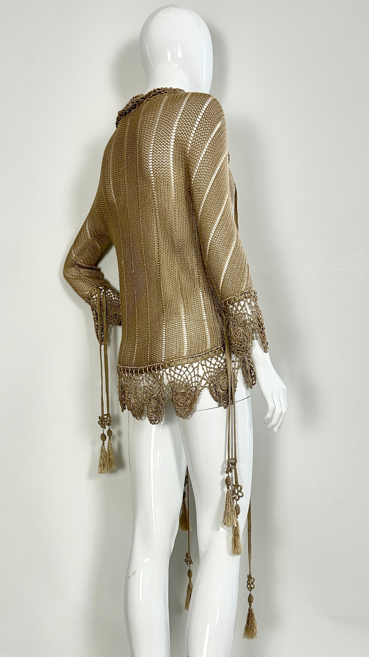 Alexander McQueen knitted gold top with tassels