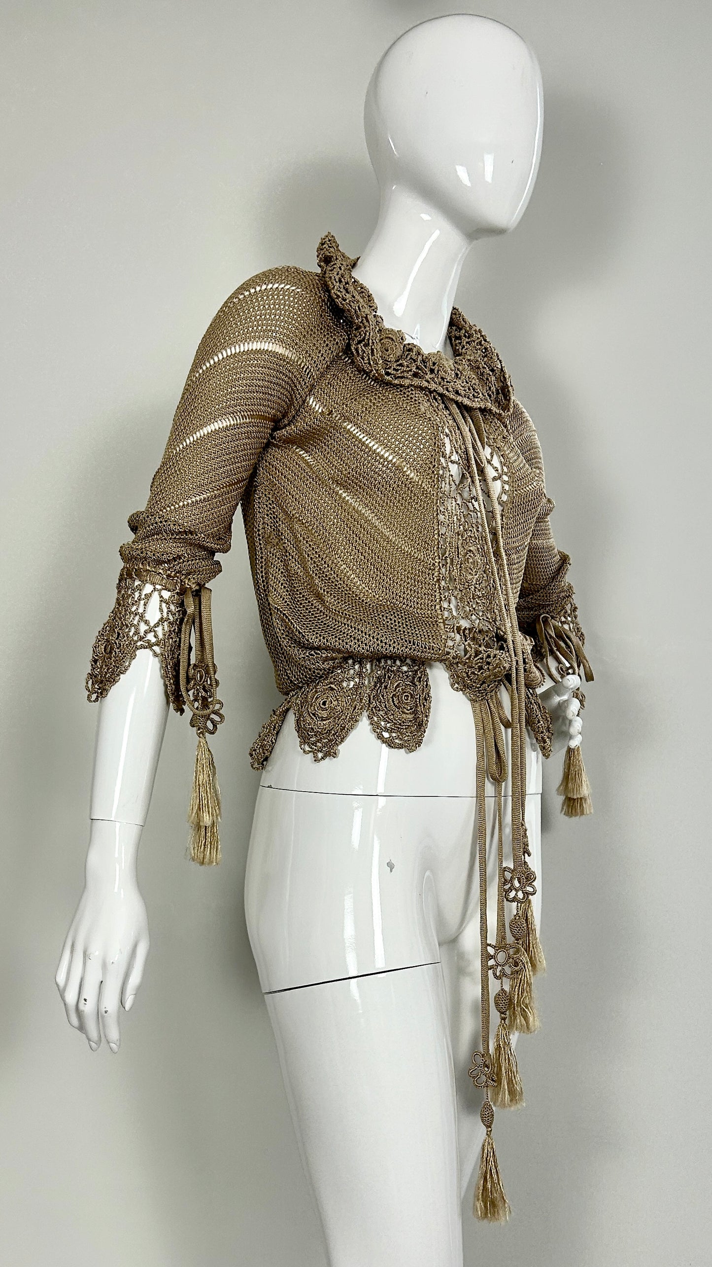 Alexander McQueen knitted gold top with tassels