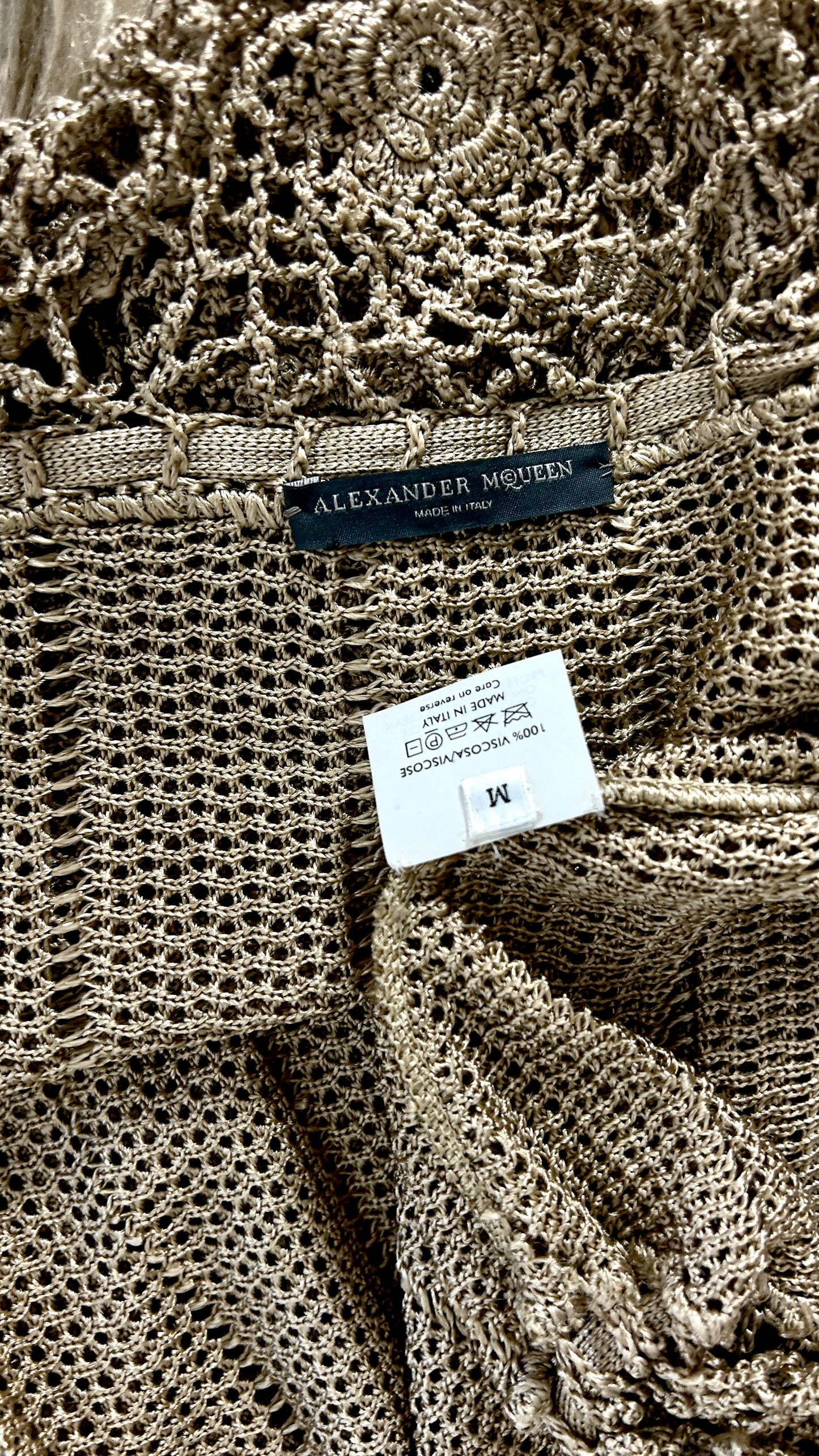 Alexander McQueen knitted gold top with tassels