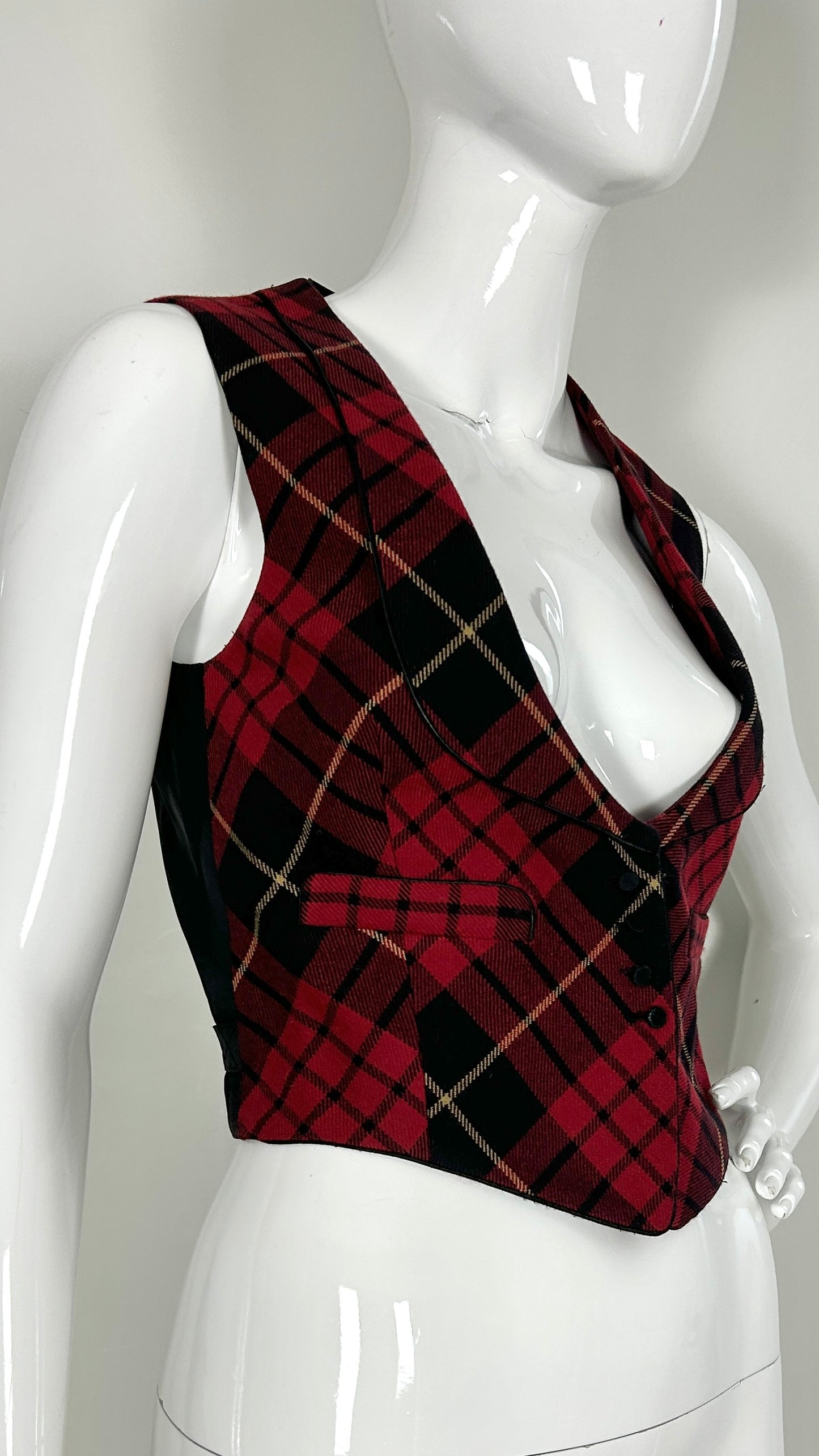 Alexander McQueen cropped tartan waistcoat