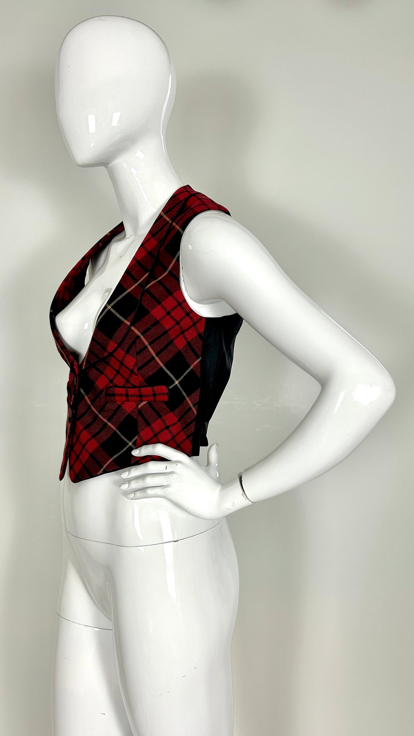 Alexander McQueen cropped tartan waistcoat