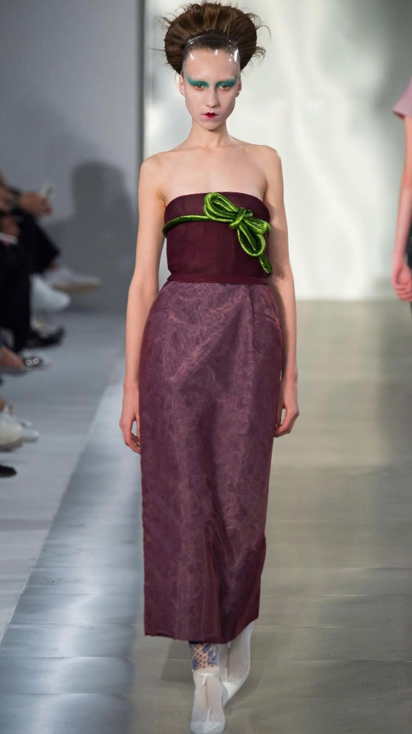 Margiela S/S 2016 printed organza layered neoprene dress