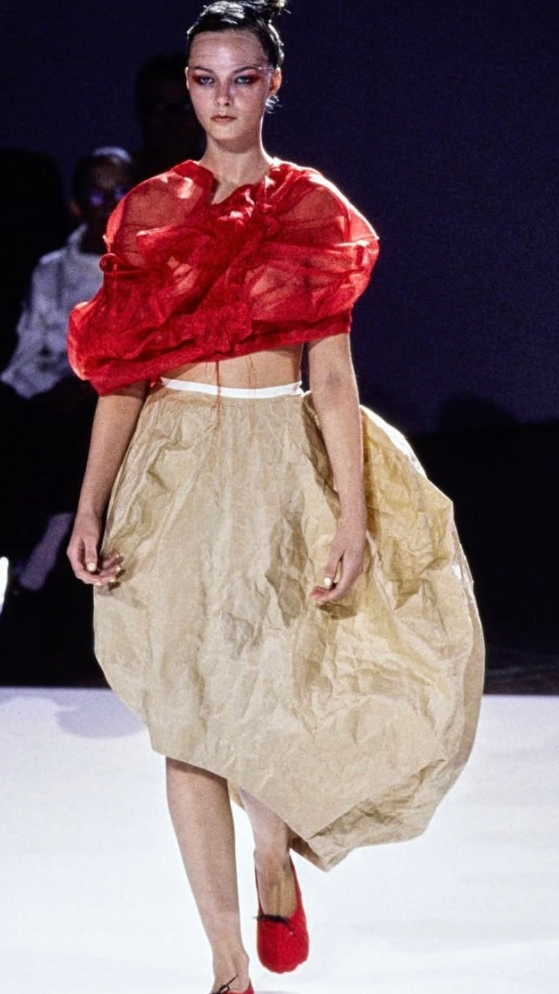 Comme des Garcons S/S 1997 'Body meets dress' paper skirt with envelope