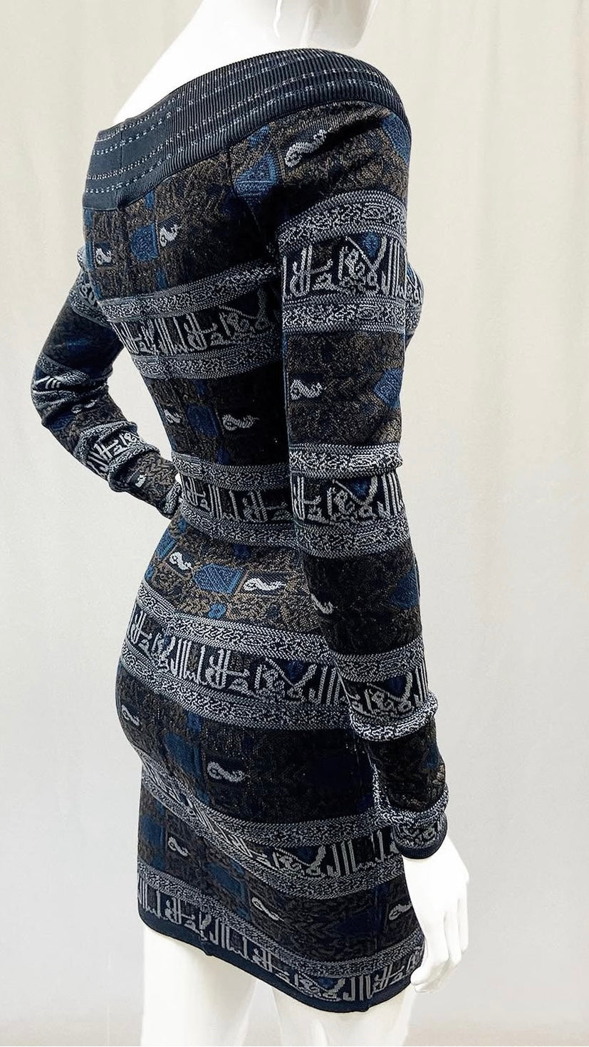 Alaïa A/W 1990 mini dress with calligraphy motif
