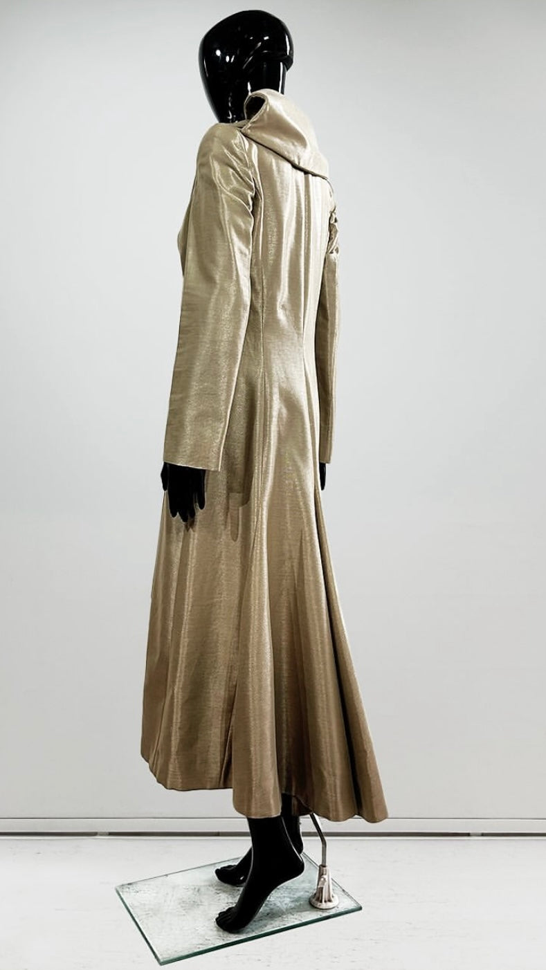Alexander McQueen S/S 2007 ‘sarabande’ gold silk coat with draped front