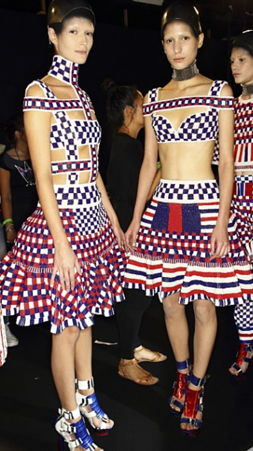 Alexander McQueen S/S 2014 chequerboard knitted dress