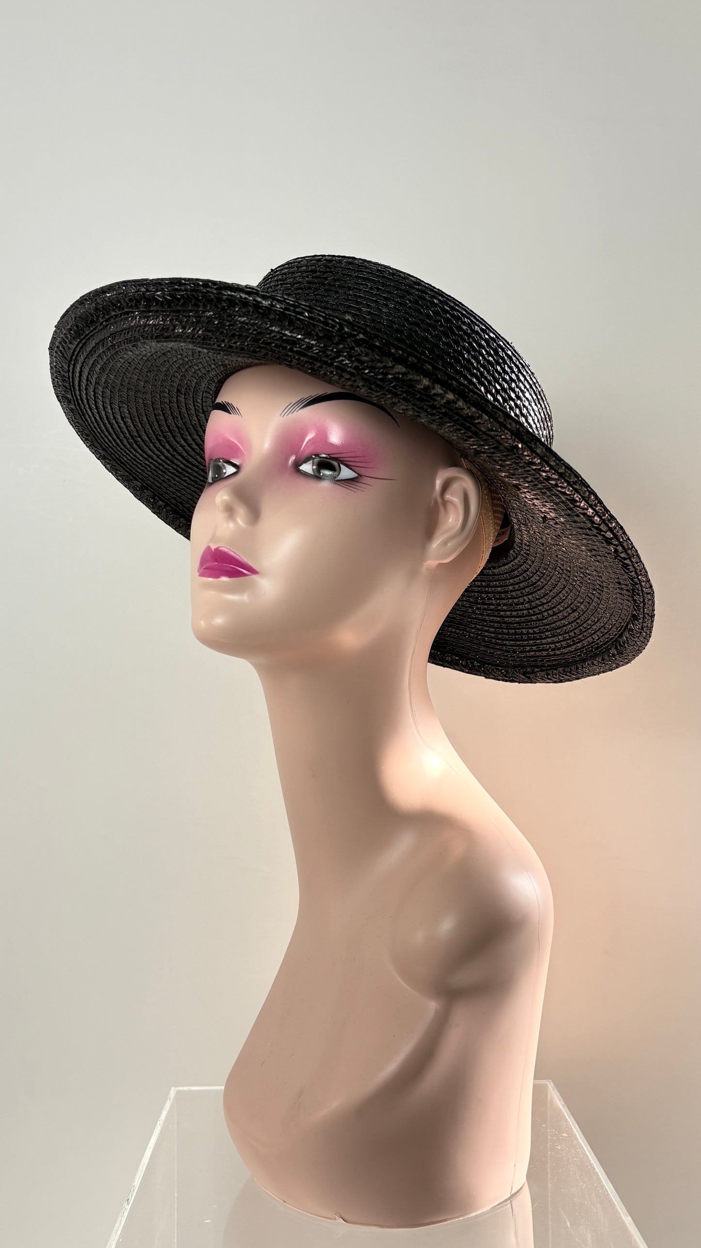 Yves Saint Laurent black rattan hat