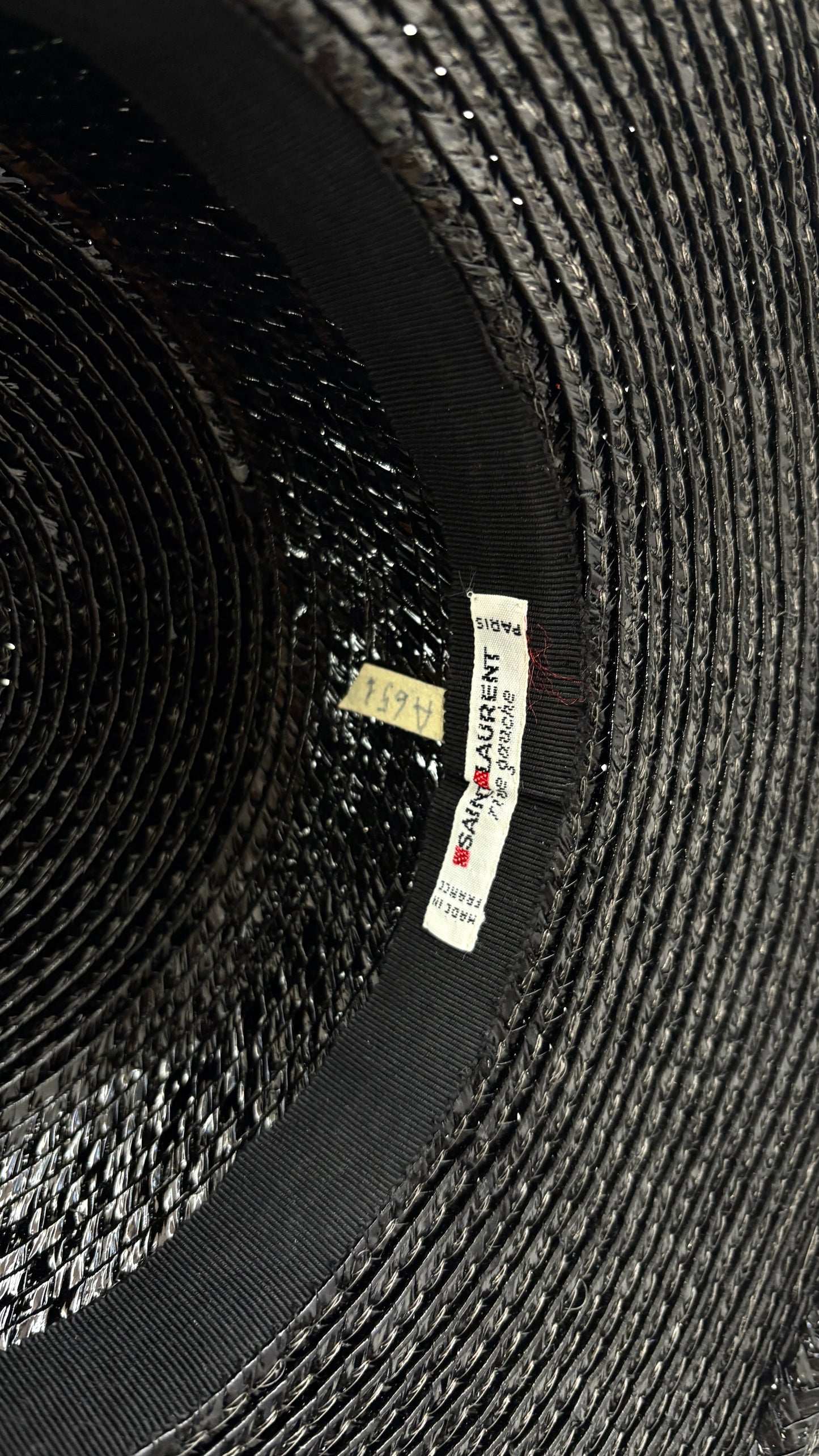 Yves Saint Laurent black rattan hat