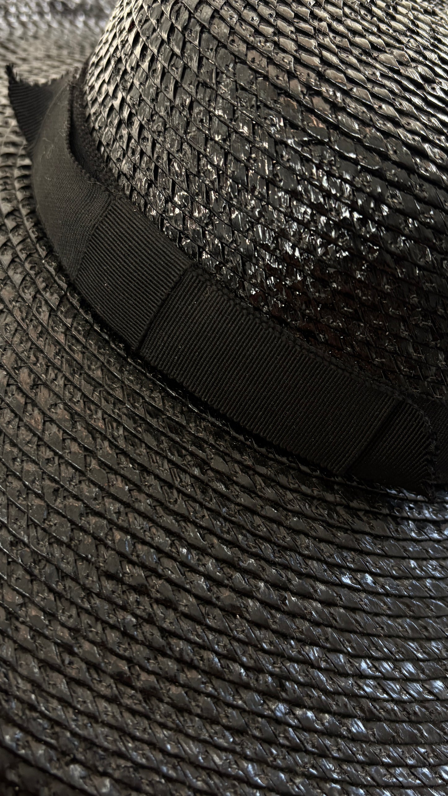 Yves Saint Laurent black rattan hat