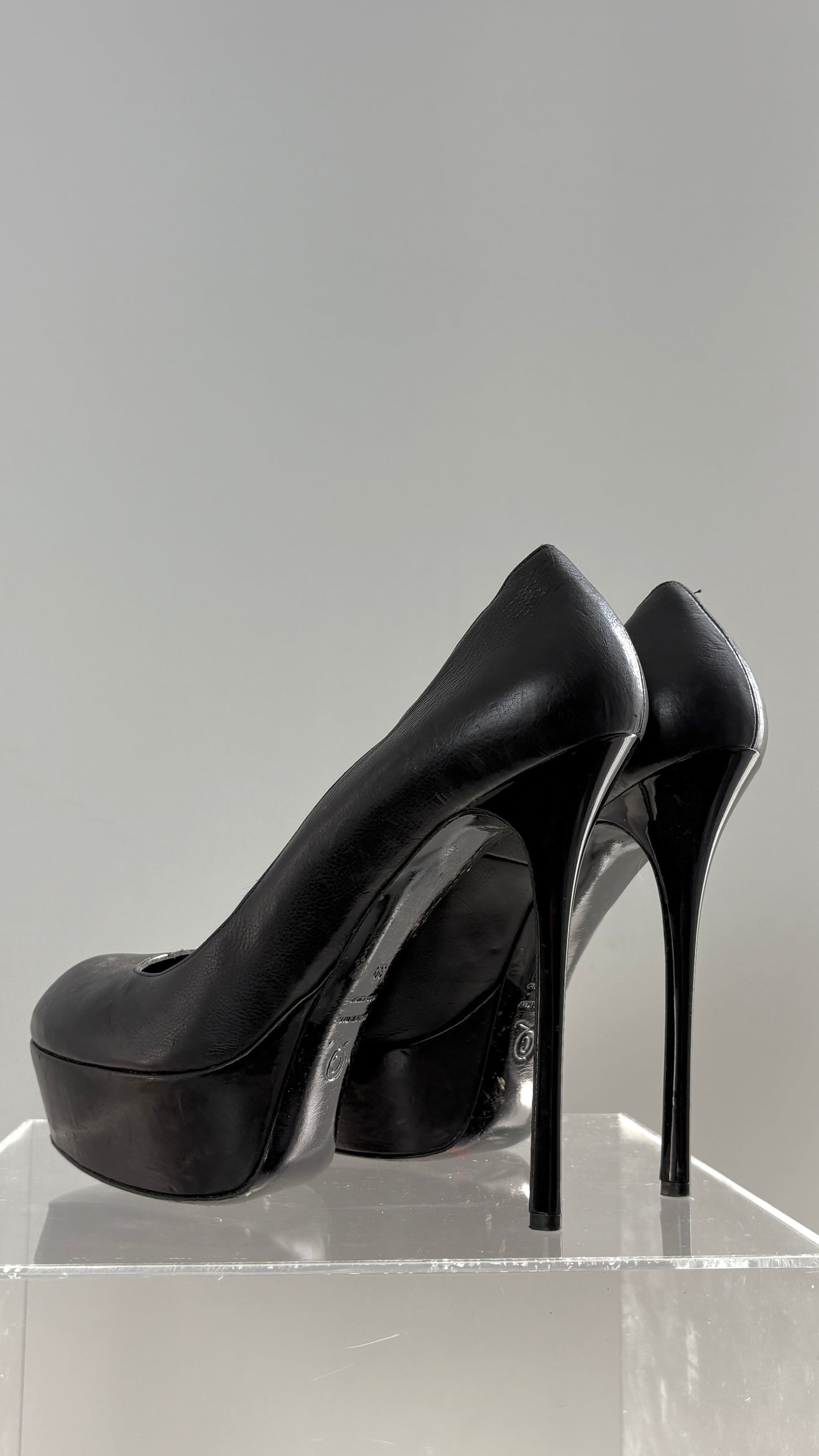 Alexander McQueen patent platform heels