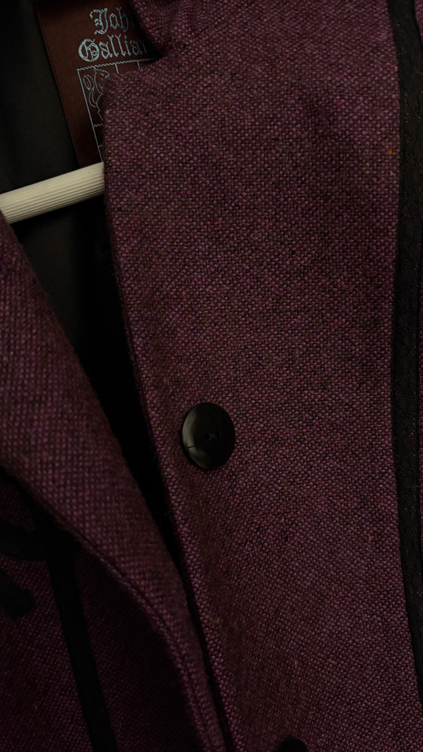 John Galliano circa 1994 aubergine bow applique suit