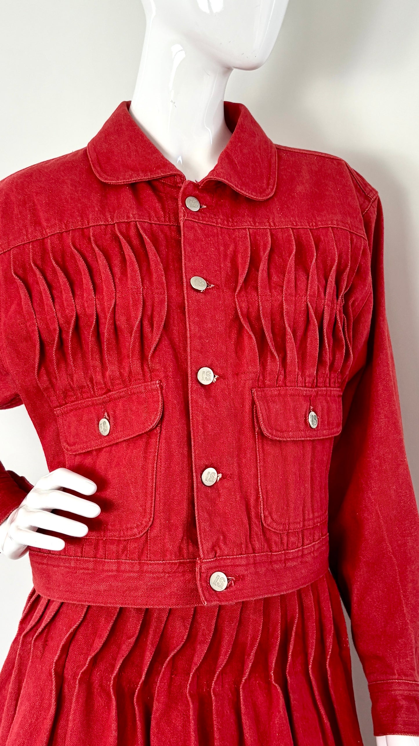 Issey Miyake I.S. pleated denim two piece