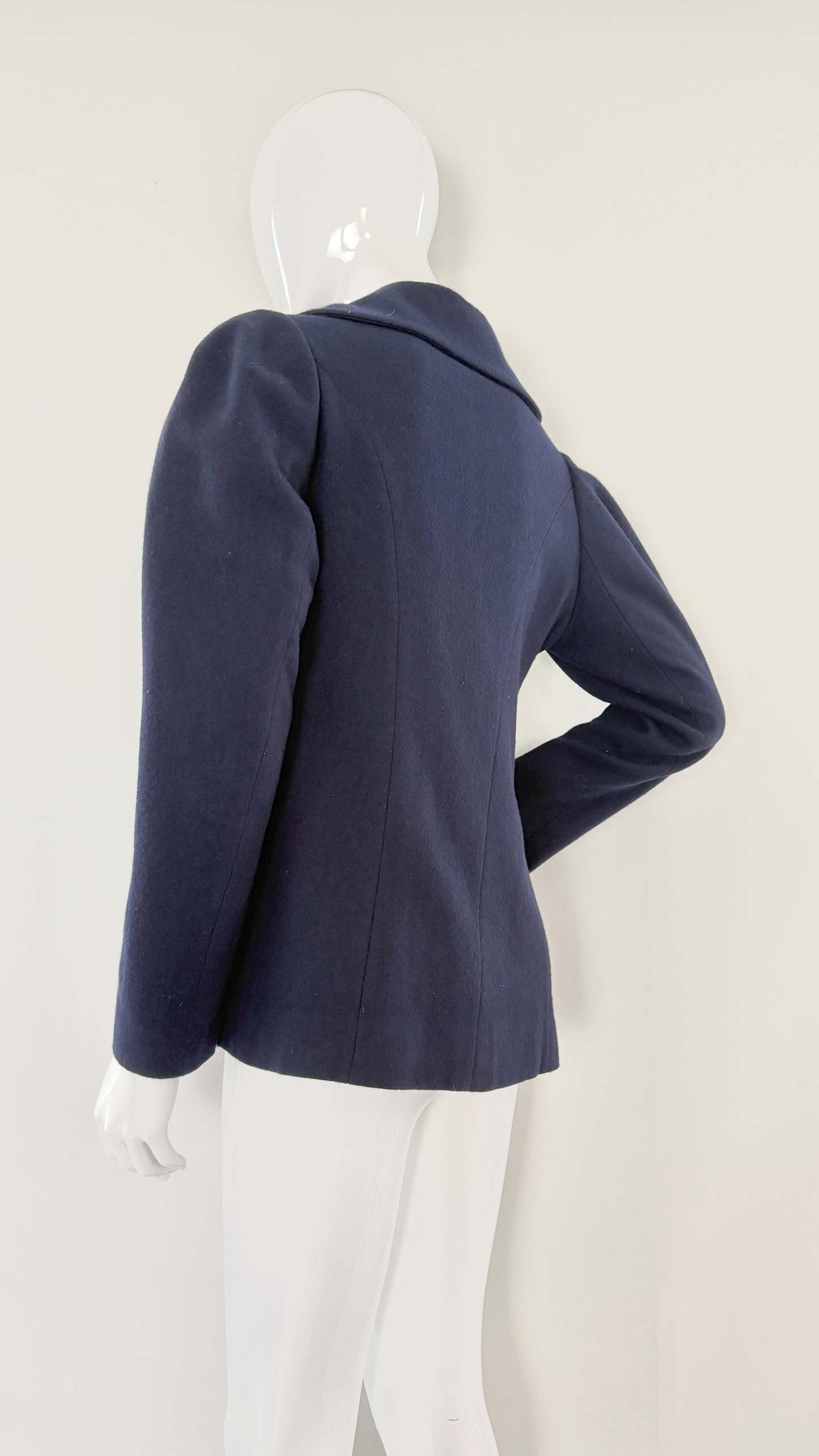Yohji Yamamoto navy peacoat with twisted seams